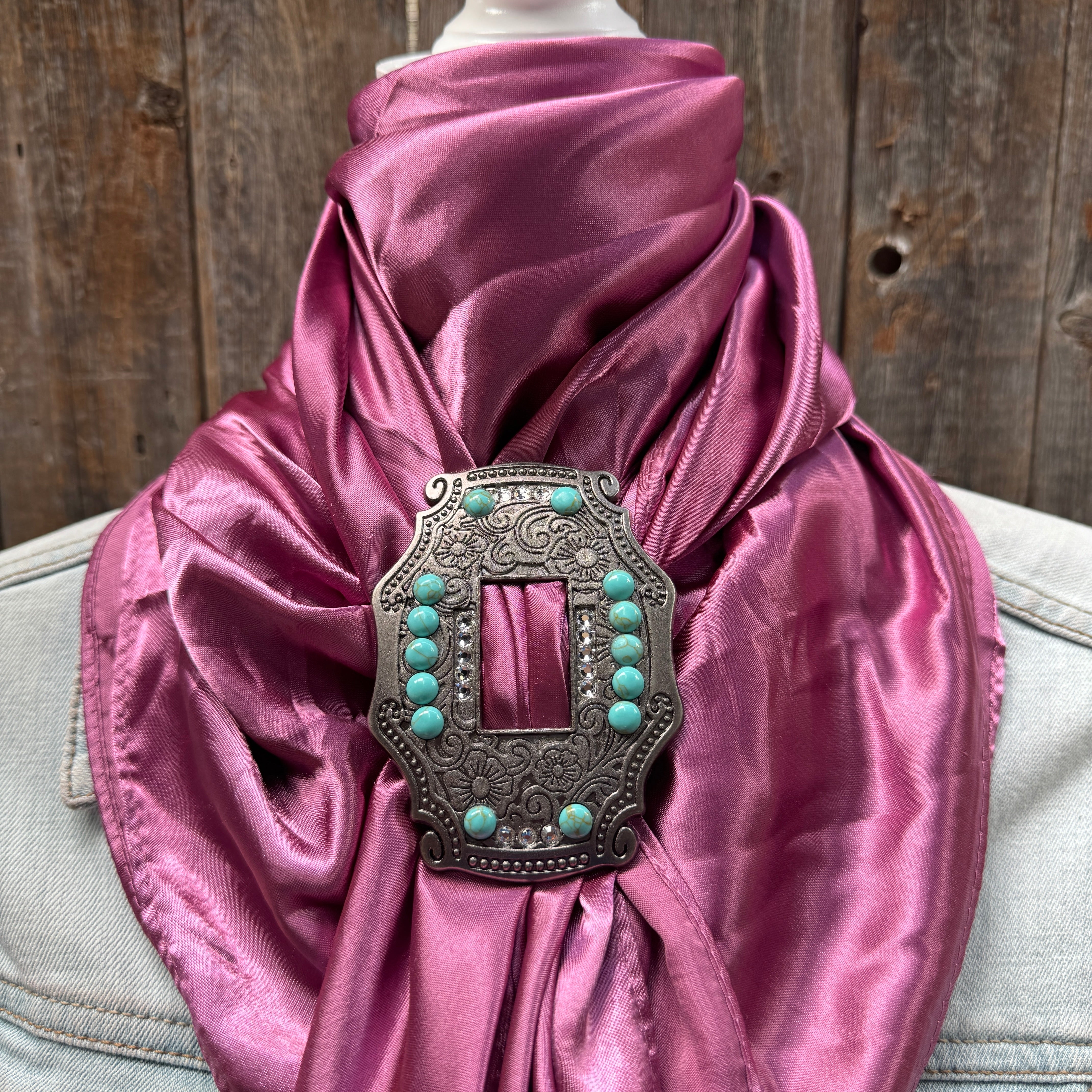 35X35" Solid Rose Wild Rag / Scarf WRS6 - Buckle Wild Rag Slides - Assorted