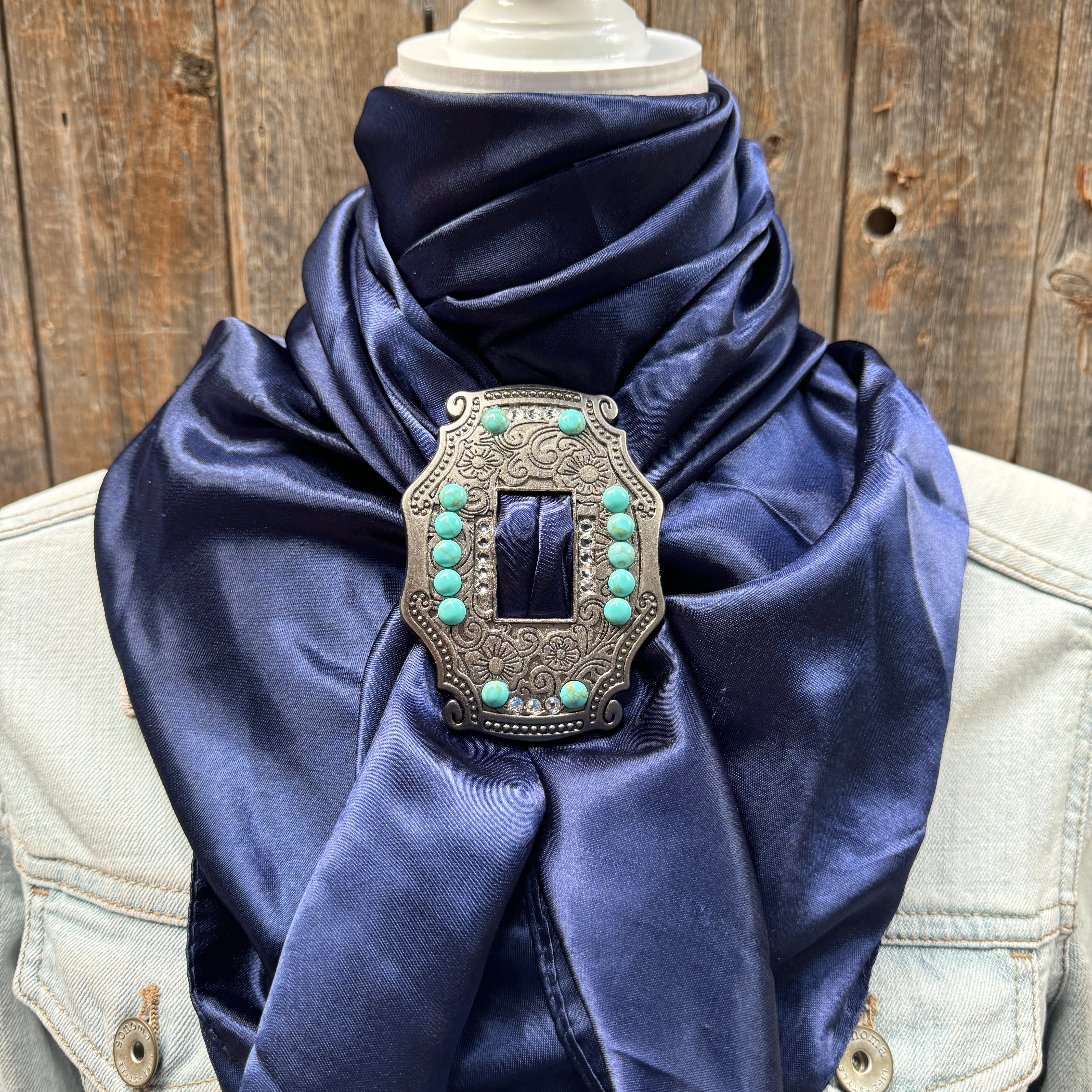 35X35" Solid Dark Blue Wild Rag / Scarf WRS9 - Buckle Wild Rag Slides - Assorted