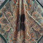 35X35" Olive Green and Orange Paisley Wild Rag / Scarf WR3451
