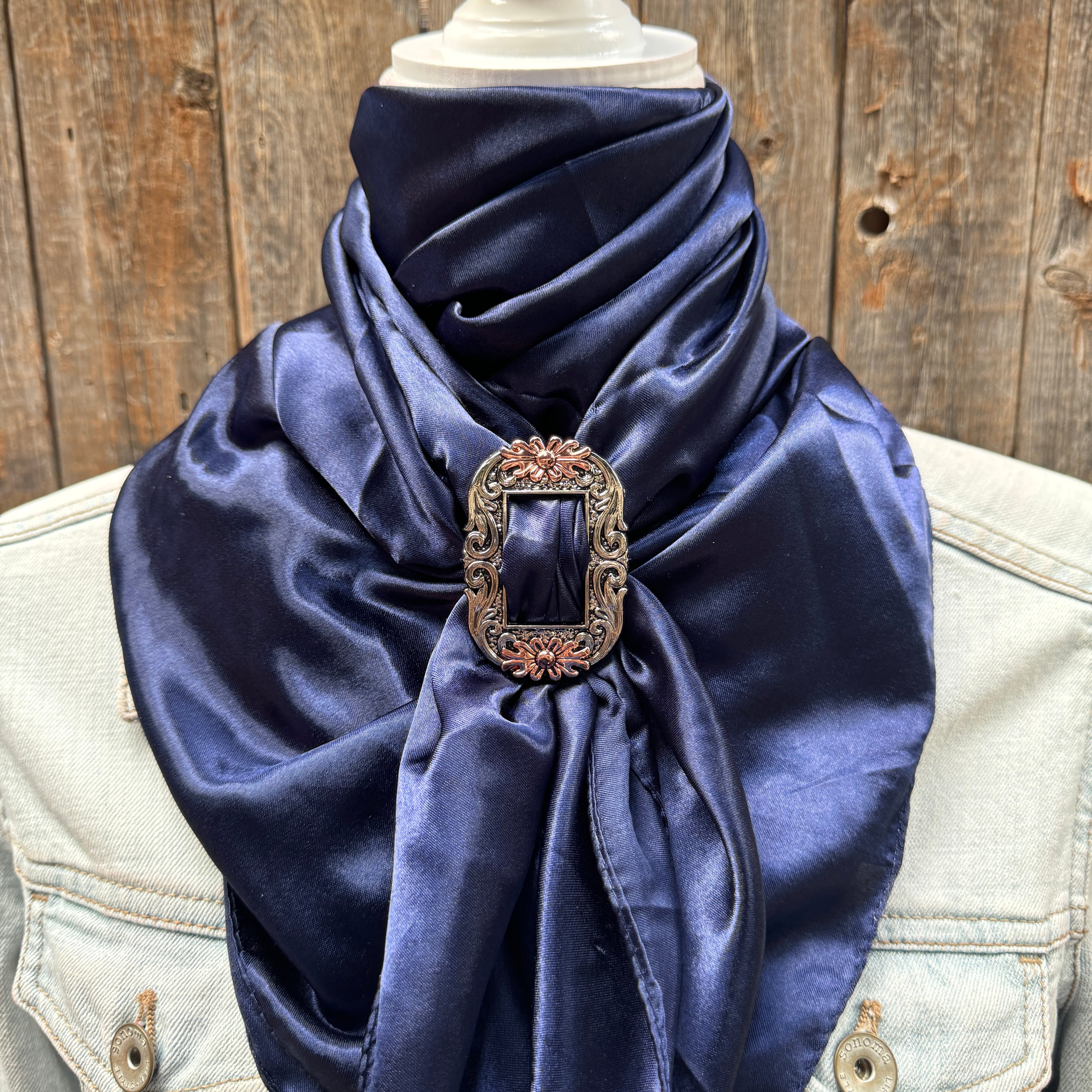 35X35" Solid Dark Blue Wild Rag / Scarf WRS9 - Buckle Wild Rag Slides - Assorted