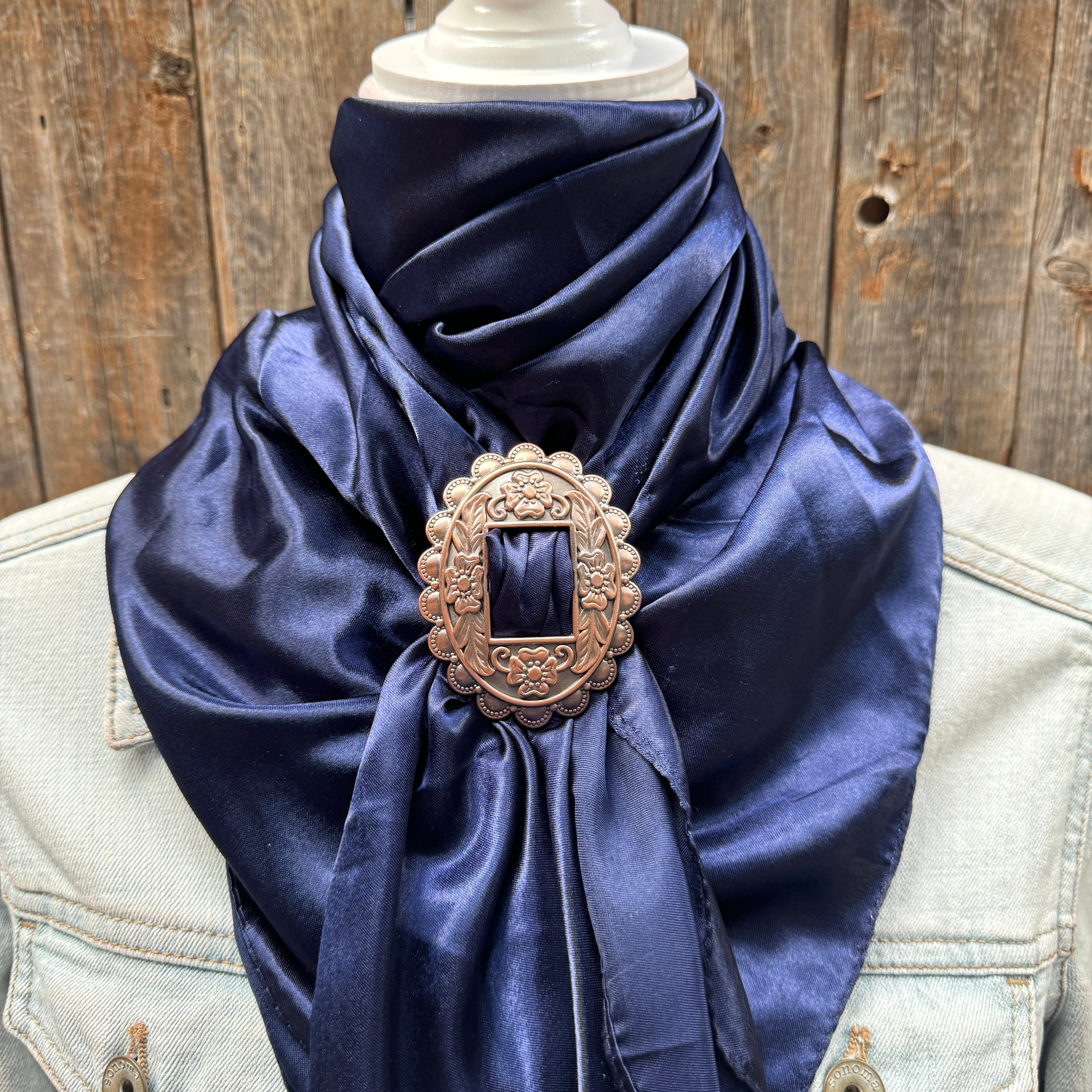 35X35" Solid Dark Blue Wild Rag / Scarf WRS9 - Buckle Wild Rag Slides - Assorted