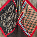 35X35" Red and Black Multi Patterned Wild Rag / Scarf WR3460
