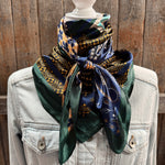 35X35" Green and Blue Multi Patterned Wild Rag / Scarf WR3461
