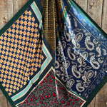 35X35" Green and Blue Multi Patterned Wild Rag / Scarf WR3461