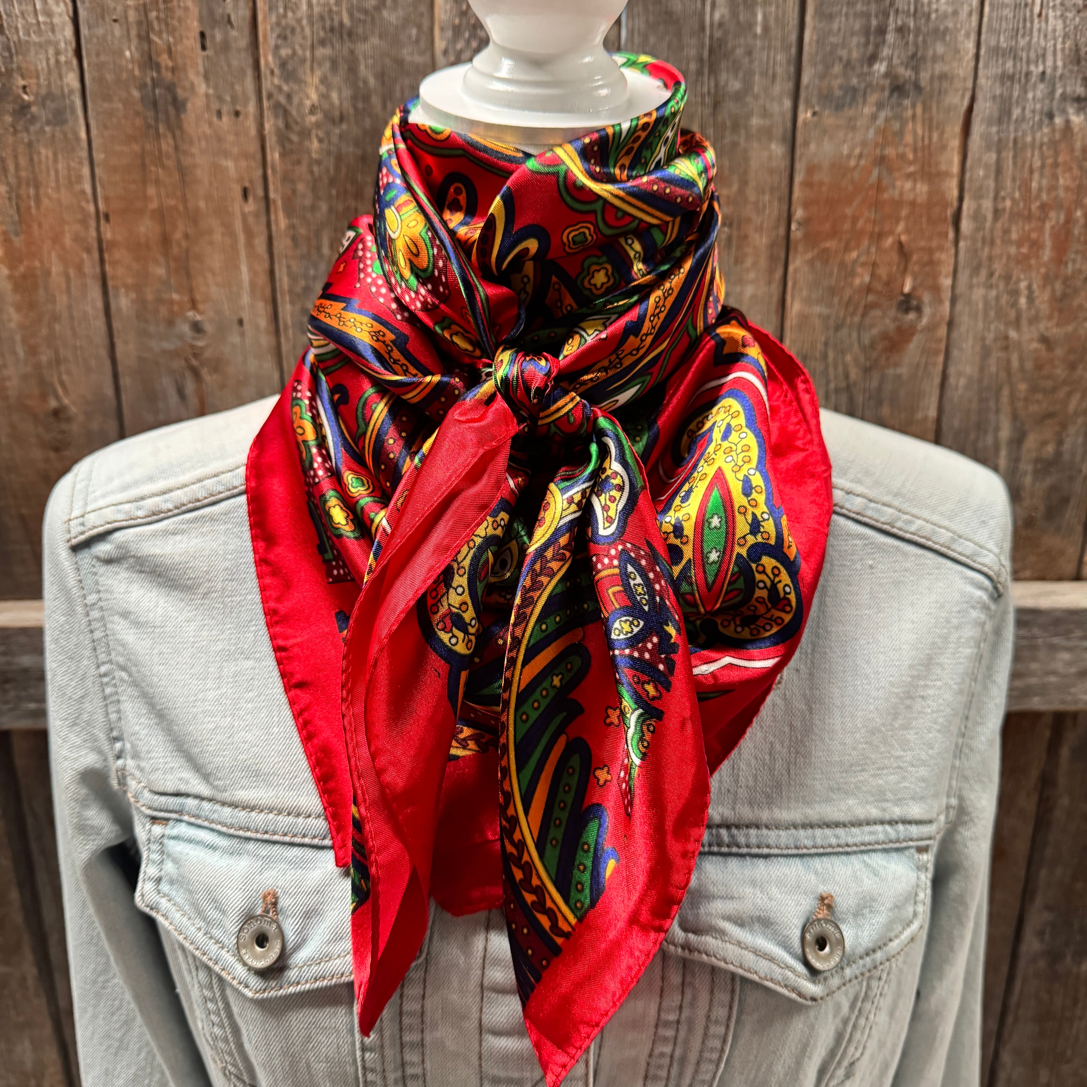 35X35"  Red Hippie Paisley Wild Rag / Scarf WR905X