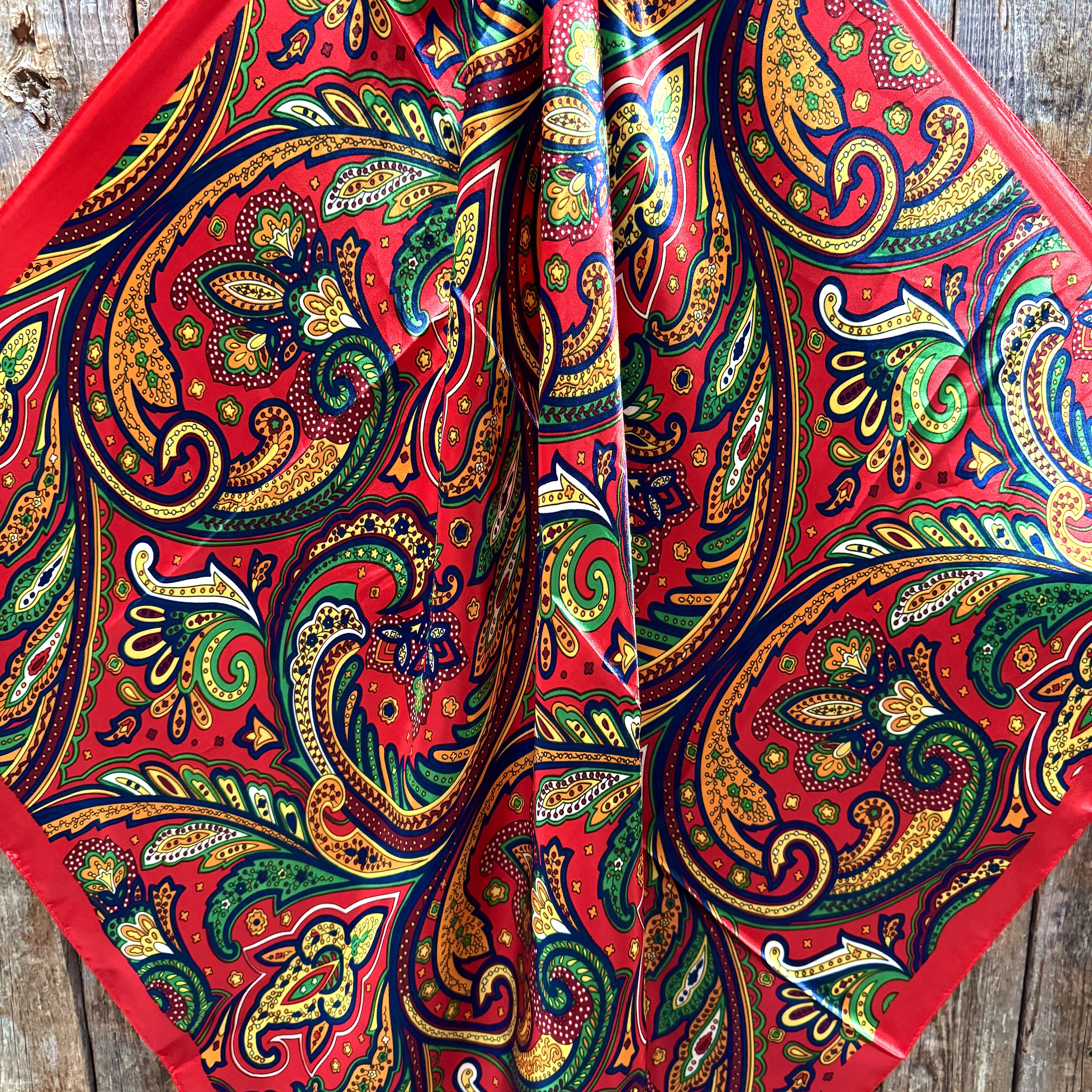 35X35"  Red Hippie Paisley Wild Rag / Scarf WR905X