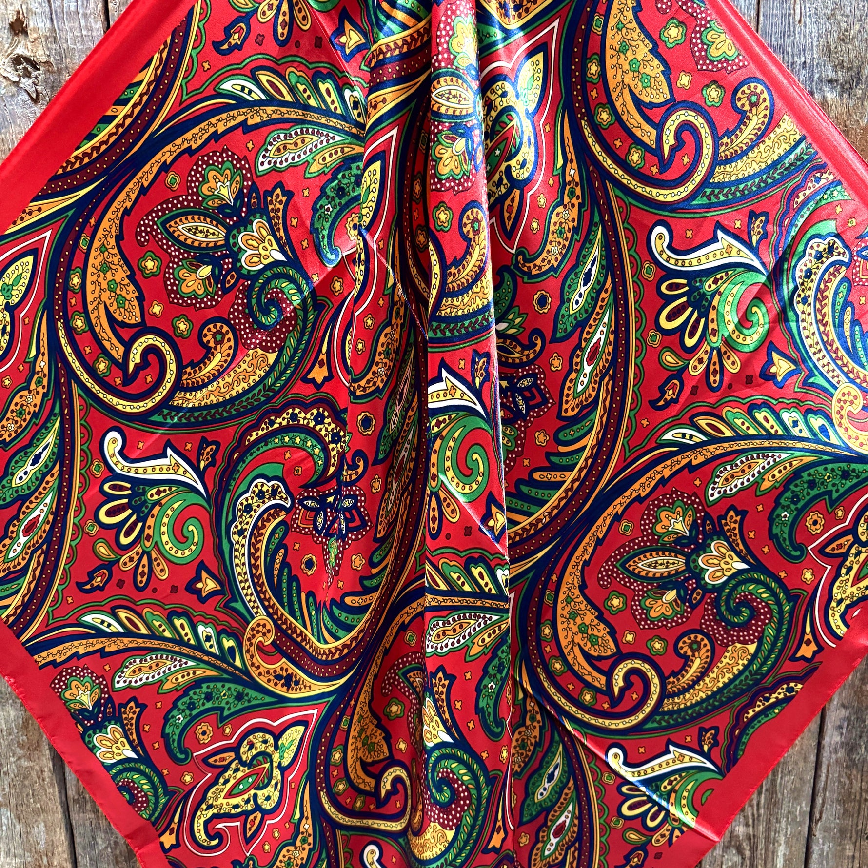 35X35"  Red Hippie Paisley Wild Rag / Scarf WR905X