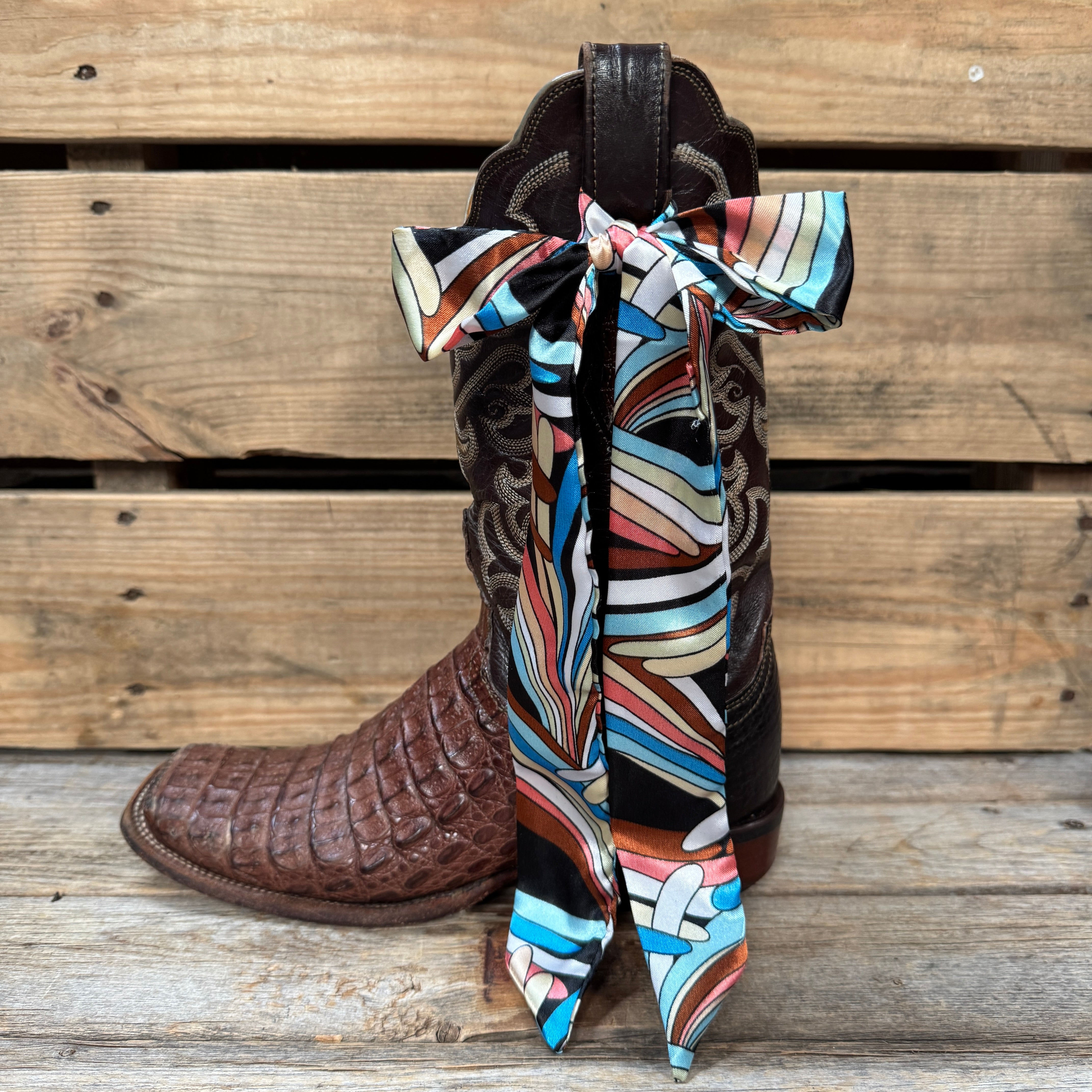 Blue and Brown Western Skinny Mini Wild Rag Scarf / Cowgirl Necktie #TW317