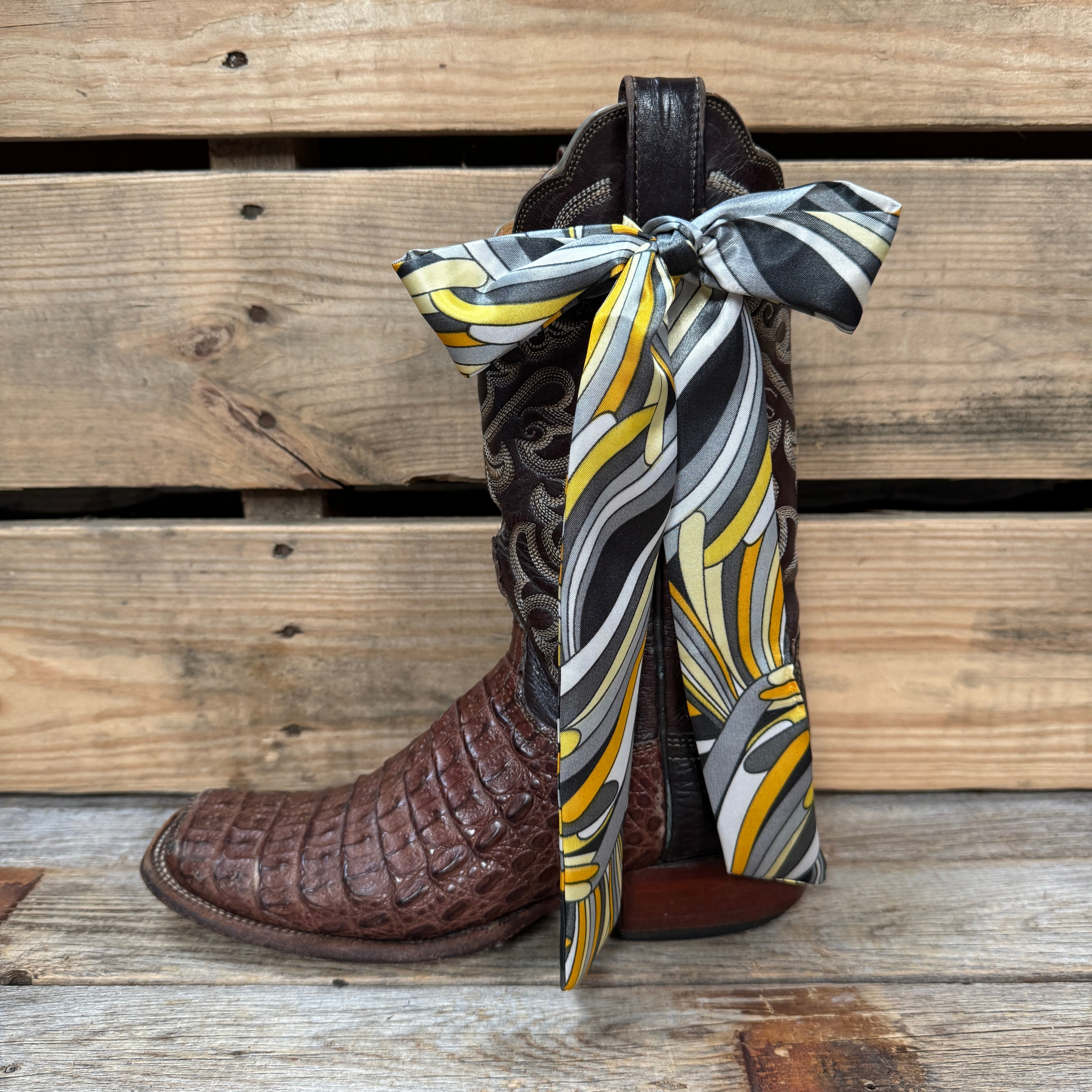 Yellow and Grey Western Skinny Mini Wild Rag Scarf / Cowgirl Necktie #TW314