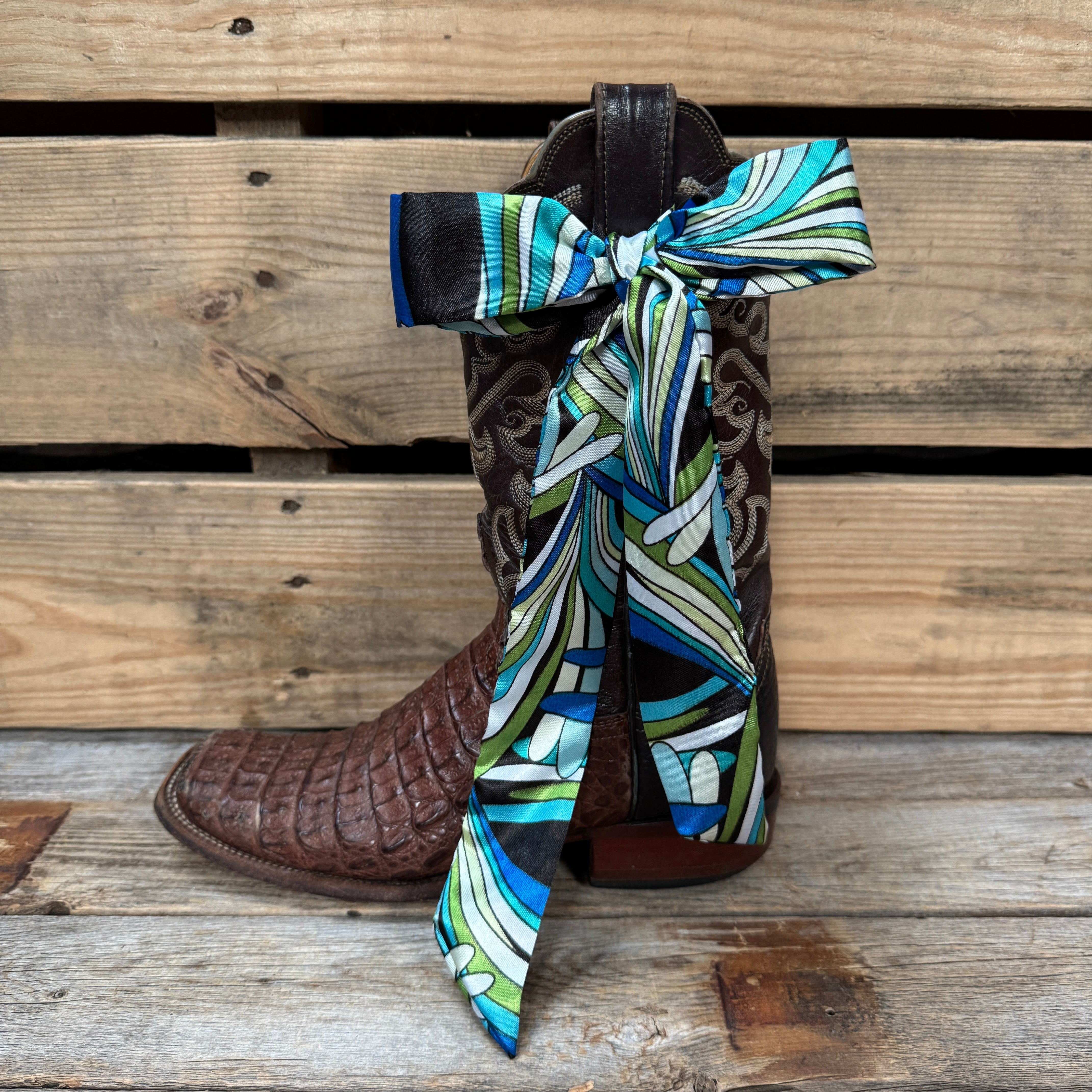 Blue and Green Western Skinny Mini Wild Rag Scarf / Cowgirl Necktie #TW316