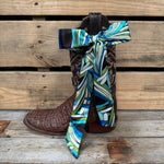Blue and Green Western Skinny Mini Wild Rag Scarf / Cowgirl Necktie #TW316