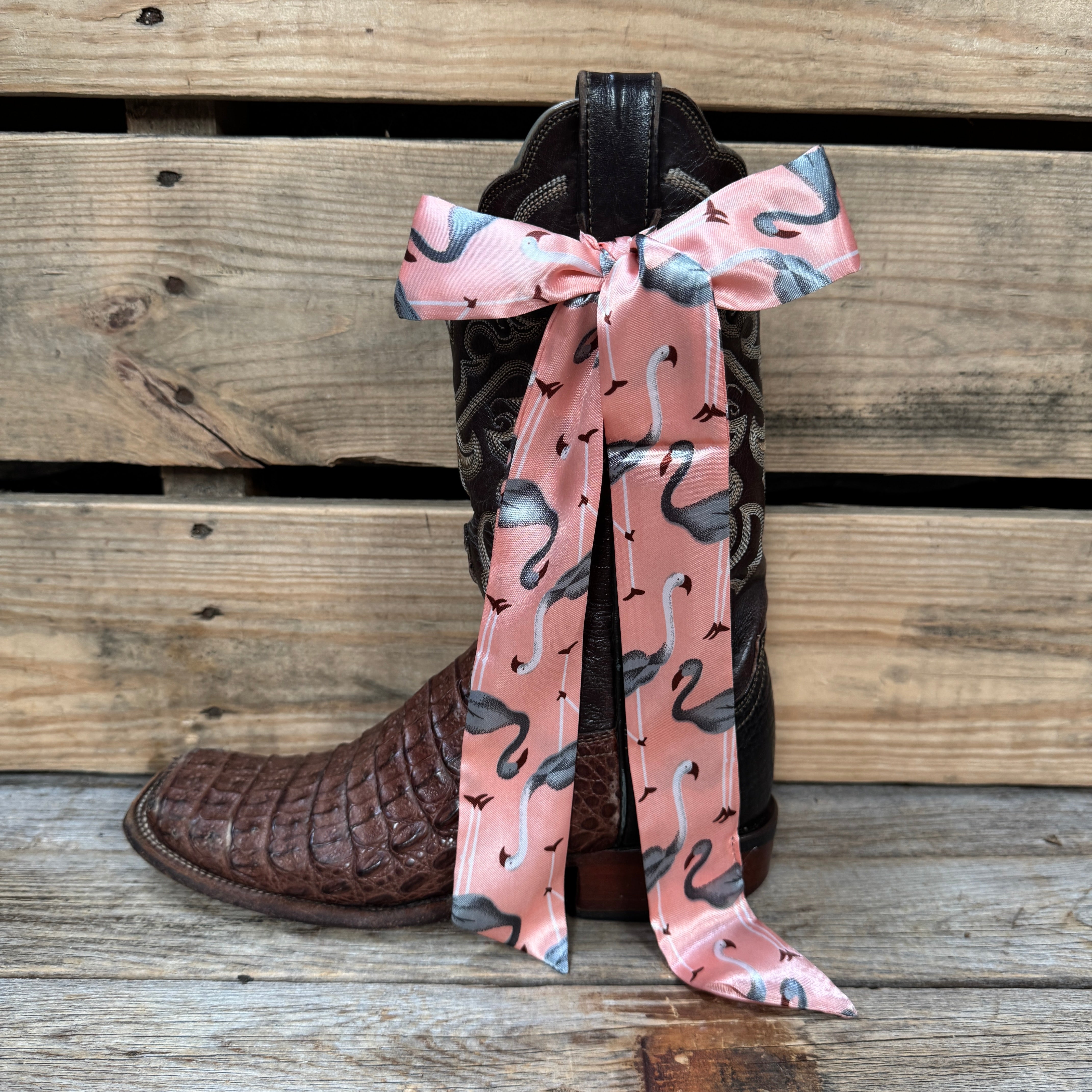 Pink and Grey Western Skinny Mini Wild Rag Scarf / Cowgirl Necktie #TW324
