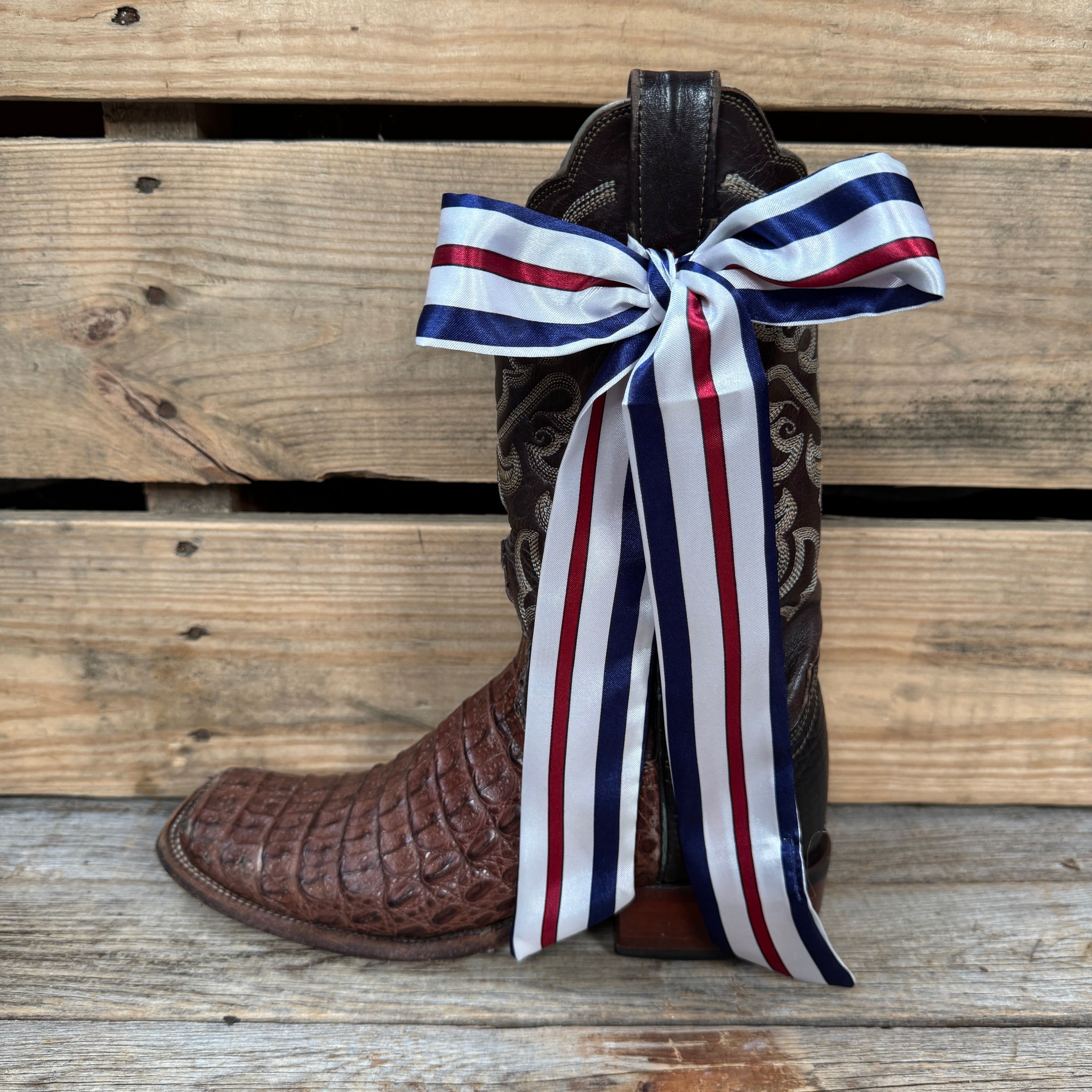Red, White and Blue Stripes Western Skinny Mini Wild Rag Scarf / Cowgirl Necktie #TW326