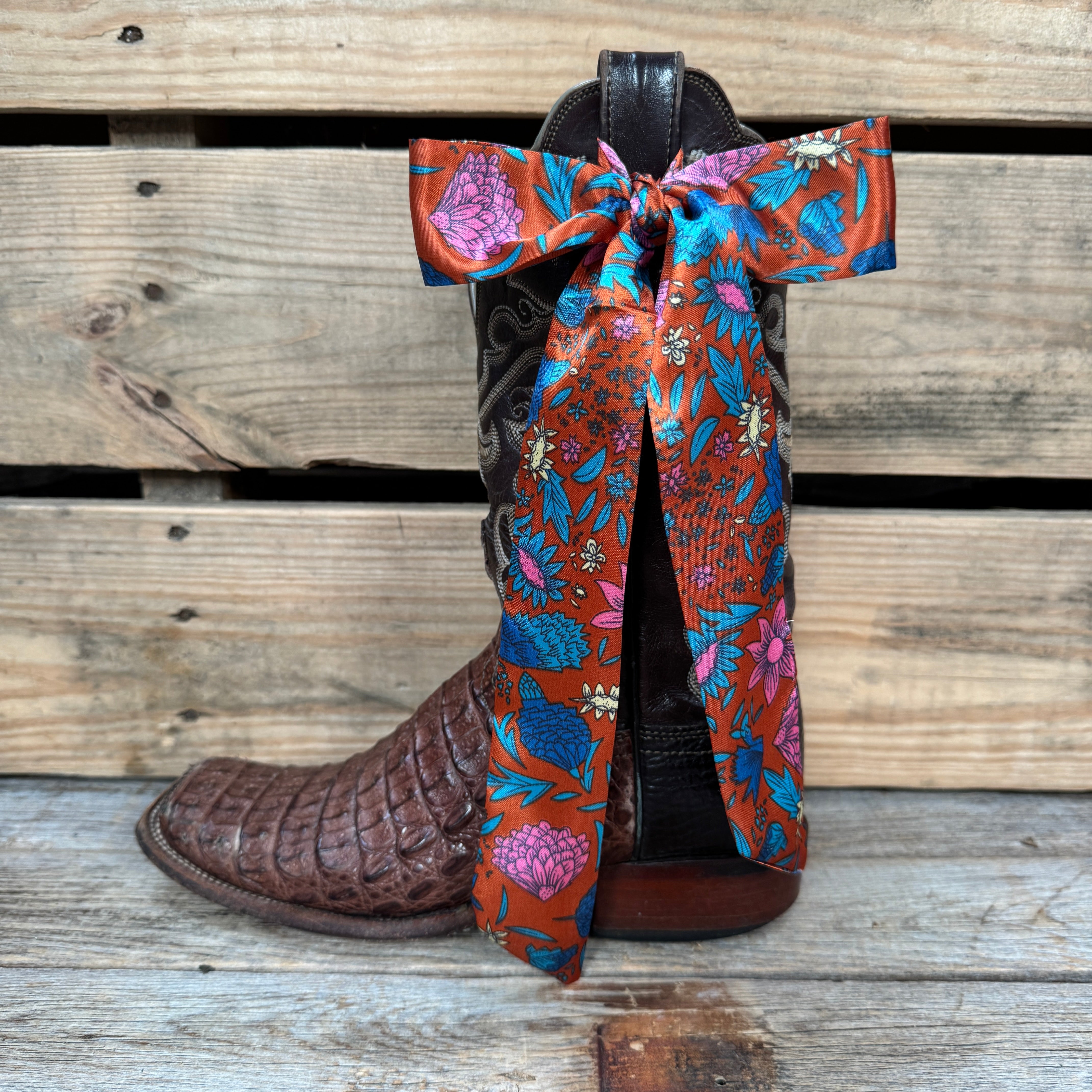 Blue and Rust Western Skinny Mini Wild Rag Scarf / Cowgirl Necktie #TW333