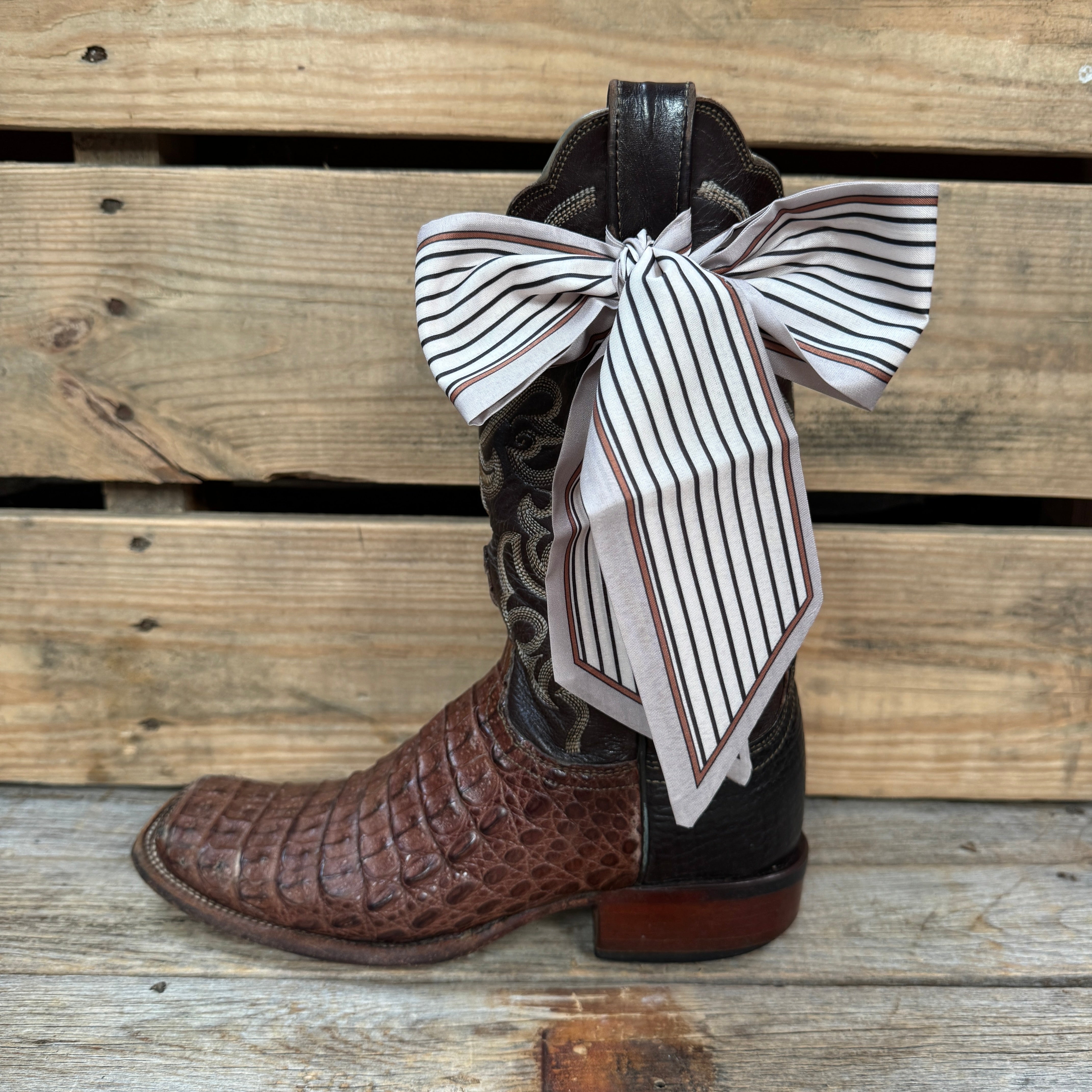 Cream and Brown Western Skinny Mini Wild Rag Scarf / Cowgirl Necktie #TW101