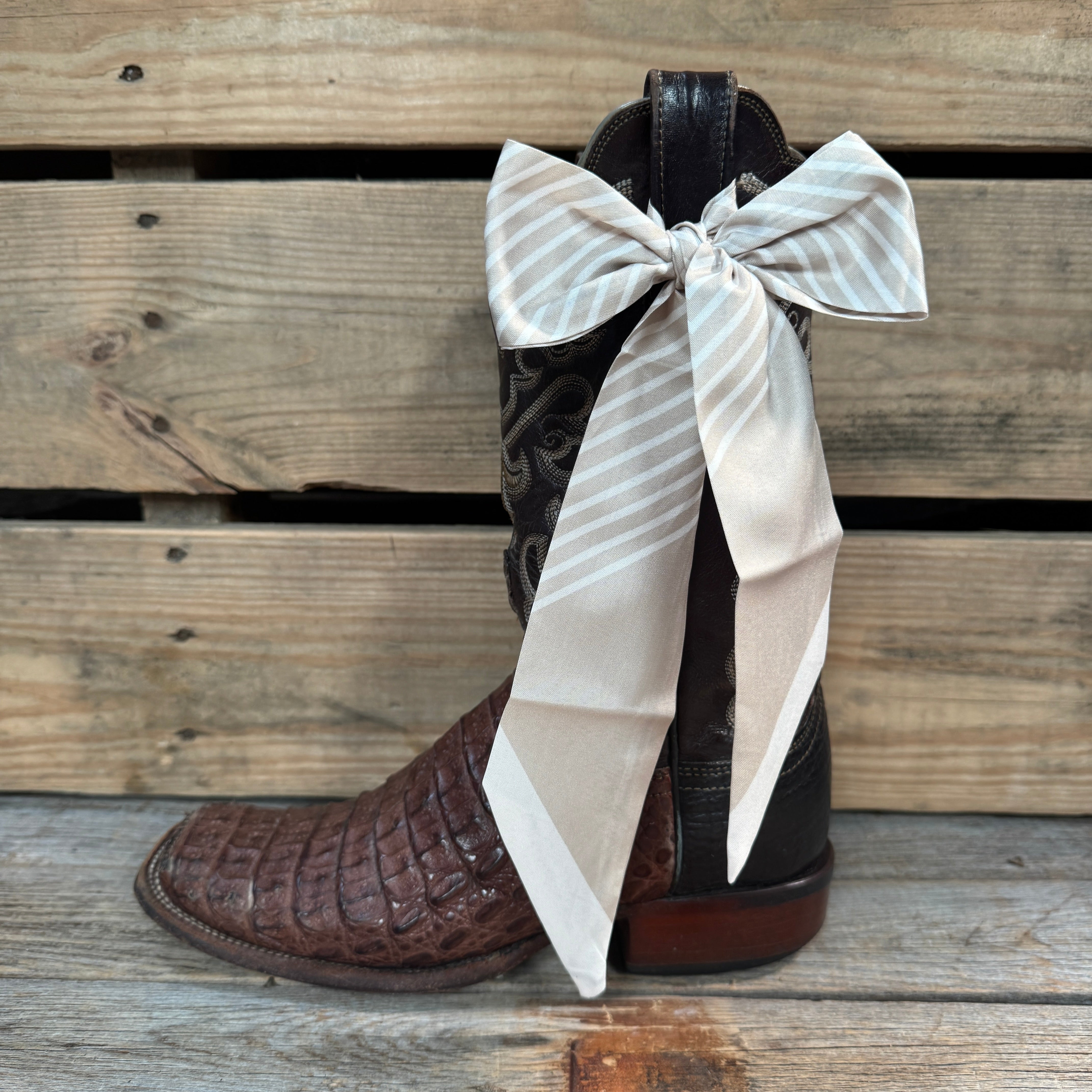 Tan and Cream Western Skinny Mini Wild Rag Scarf / Cowgirl Necktie #TW106