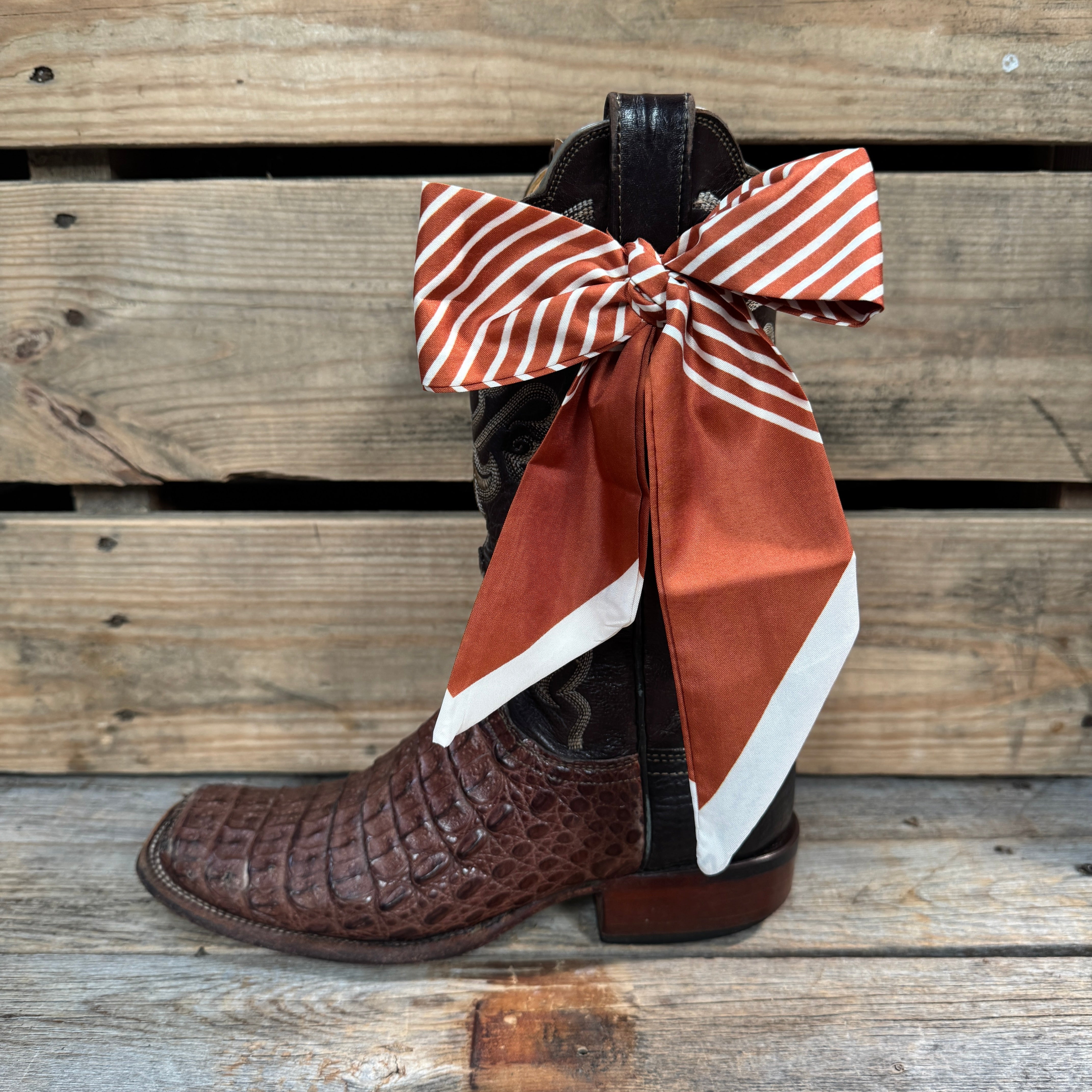 Burnt Orange and Cream Western Skinny Mini Wild Rag Scarf / Cowgirl Necktie #TW110
