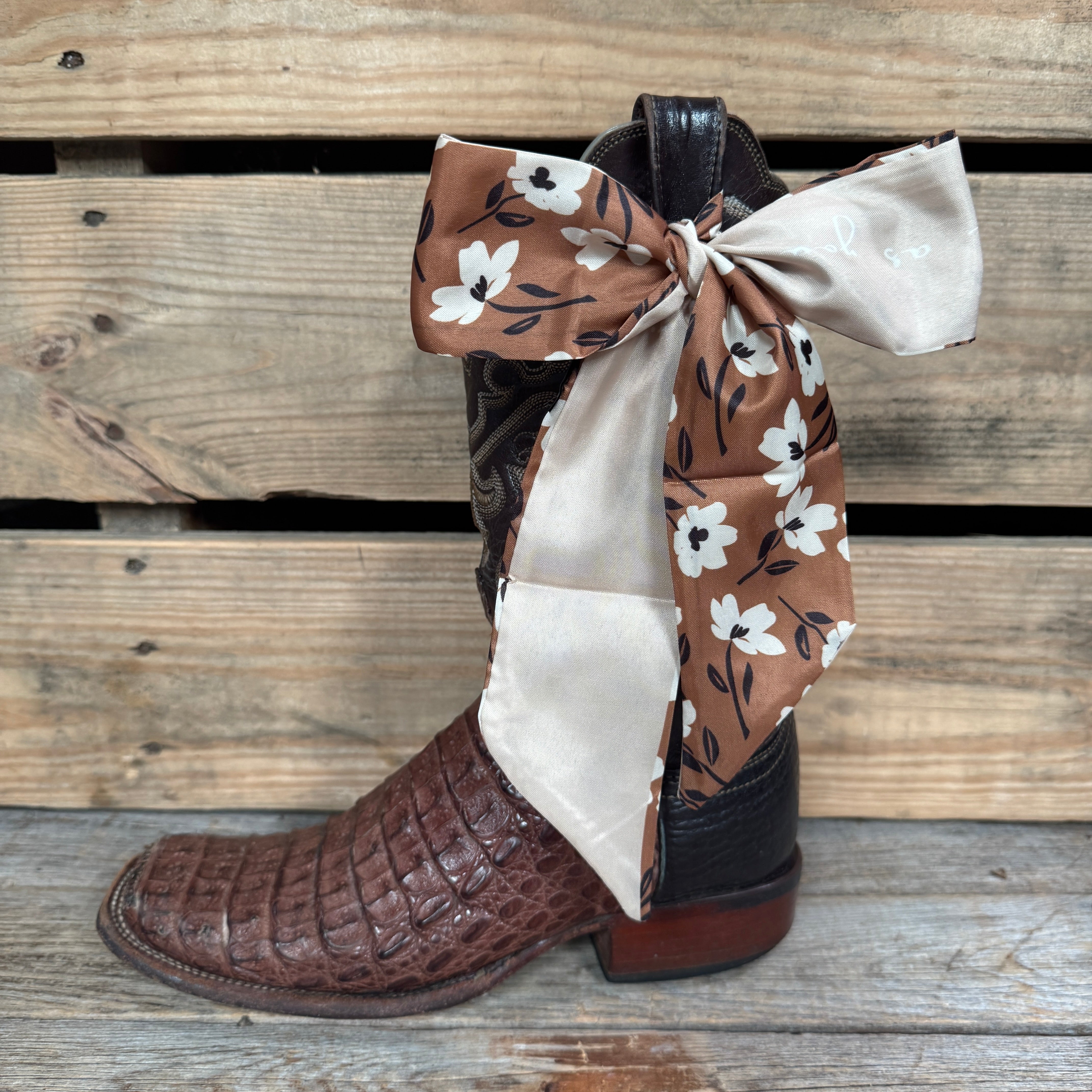 Brown and Cream Western Skinny Mini Wild Rag Scarf / Cowgirl Necktie #TW123