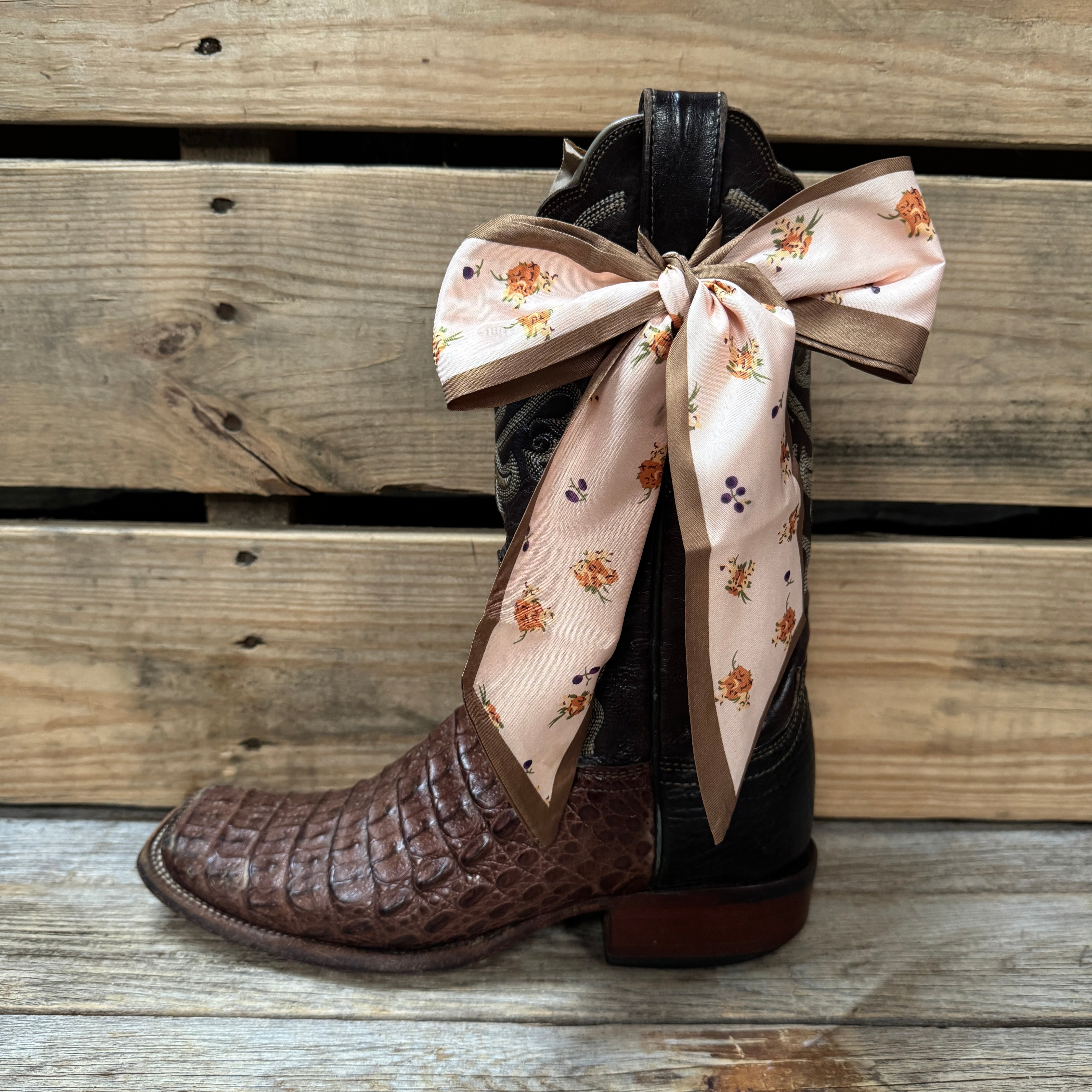 Pink and Tan Western Skinny Mini Wild Rag Scarf / Cowgirl Necktie #TW136