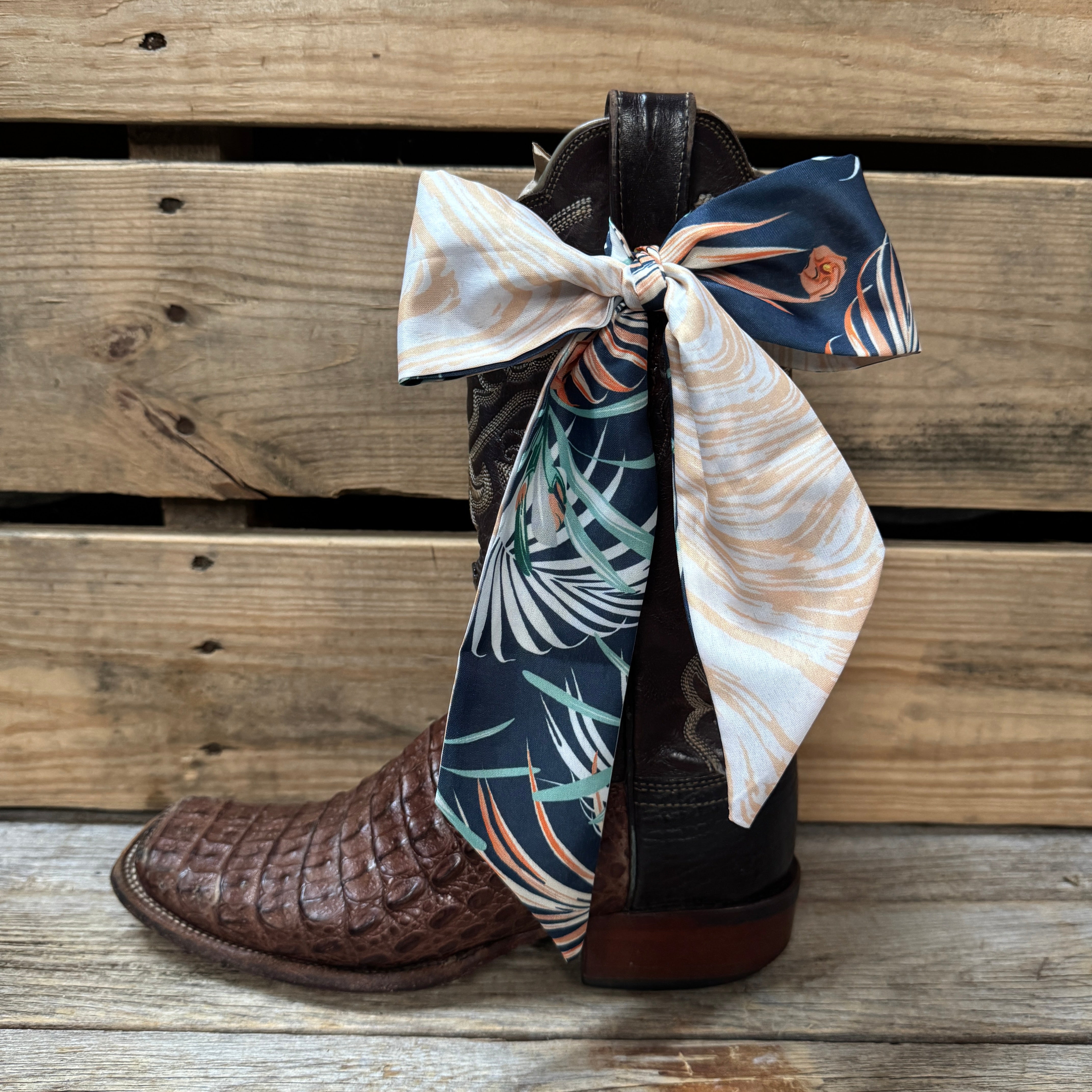 Navy and Orange Western Skinny Mini Wild Rag Scarf / Cowgirl Necktie #TW138