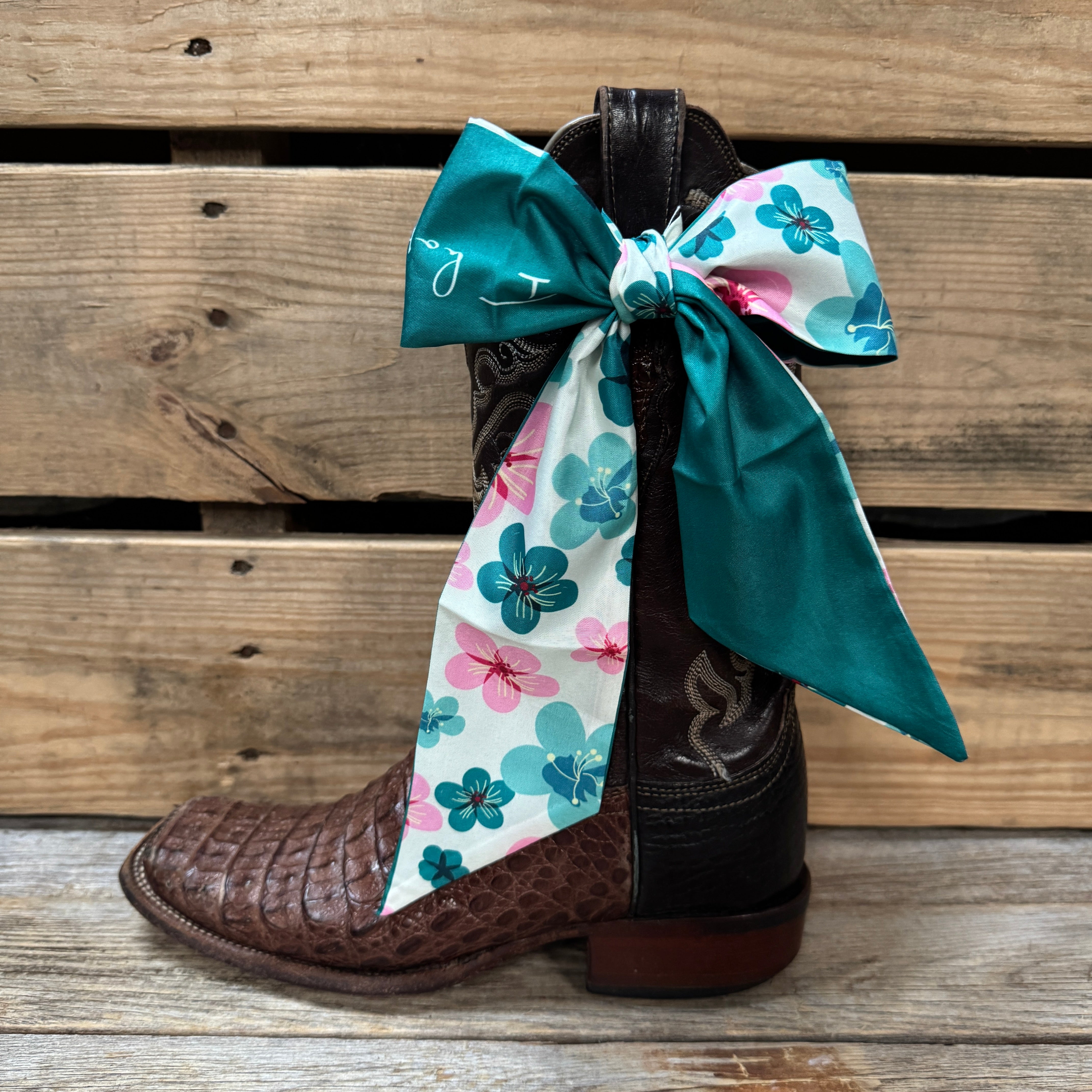 Pink and Teal Western Skinny Mini WIld Rag Scarf / Cowgirl Necktie #TW145