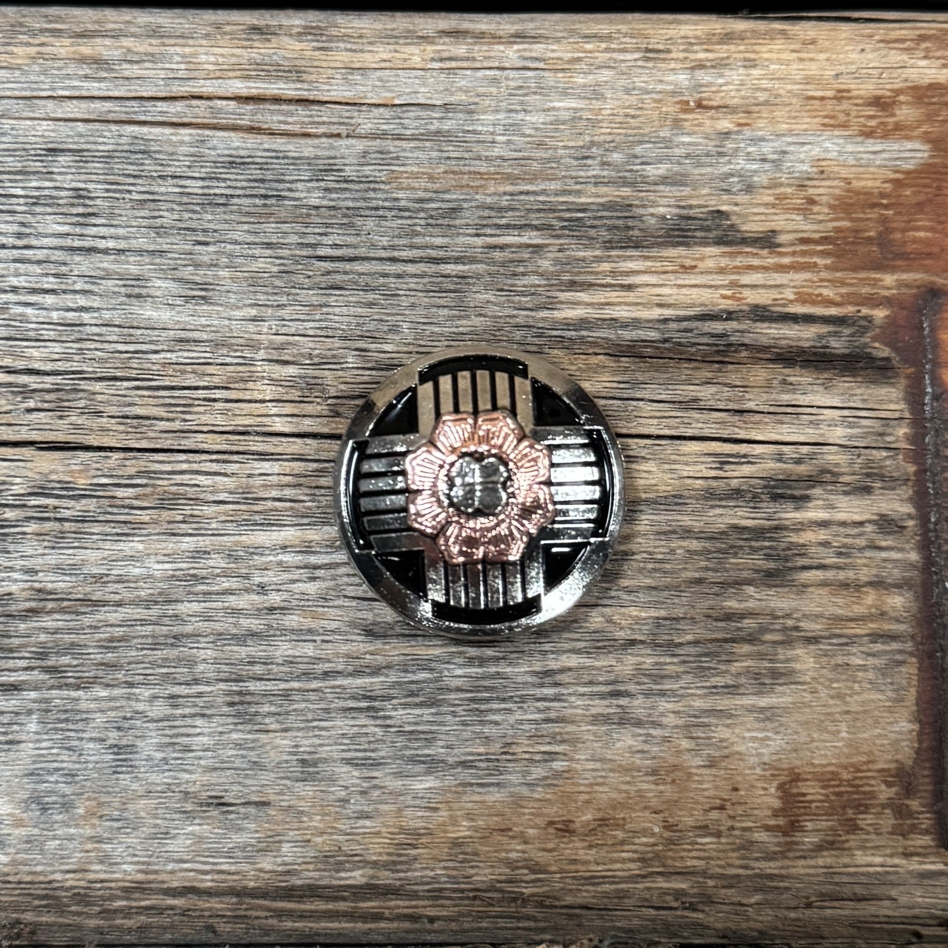 Antique Silver with Copper Flower 1" Concho W217S