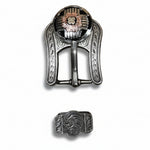Antique Silver with Copper Flower Western Concho W217