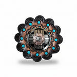 Antique Silver with Copper Flower Western Concho W217