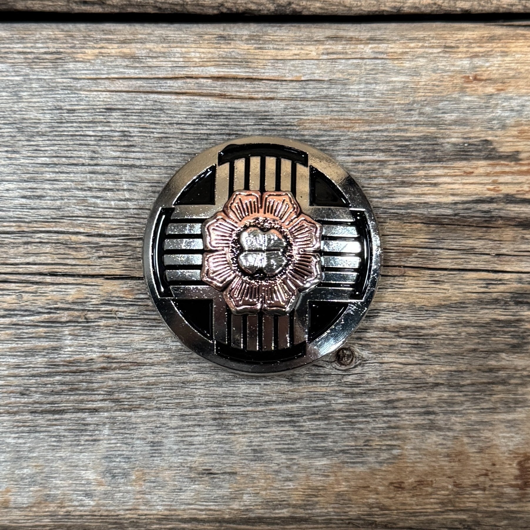 Antique Silver with Copper Flower 1.5" Concho W217L