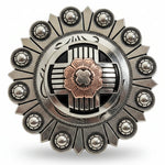 Antique Silver with Copper Flower Western Concho W217