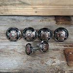 Antique Silver with Copper Flower Saddle Set SSW217