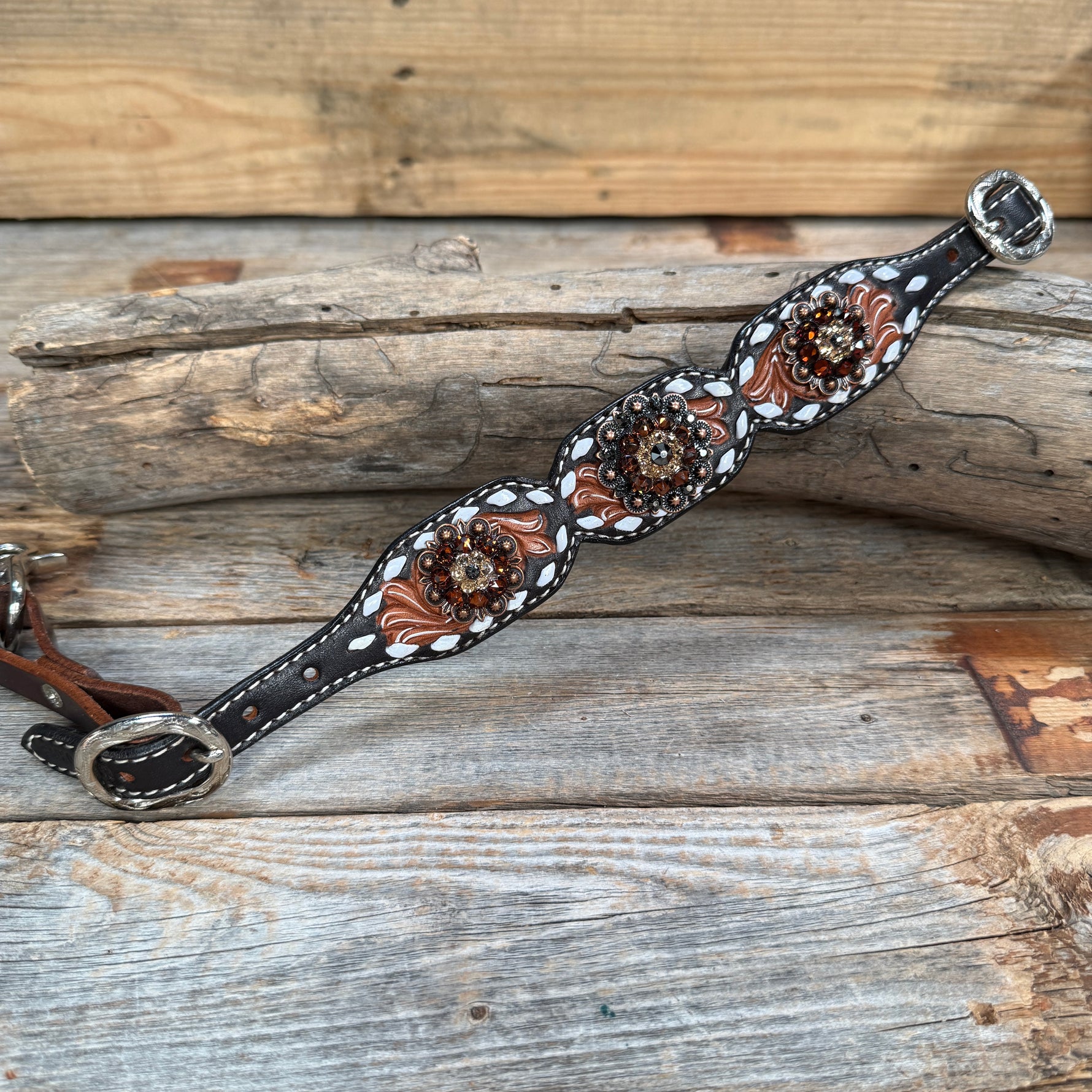Light Oil Buckstitch Wither Strap #WS115