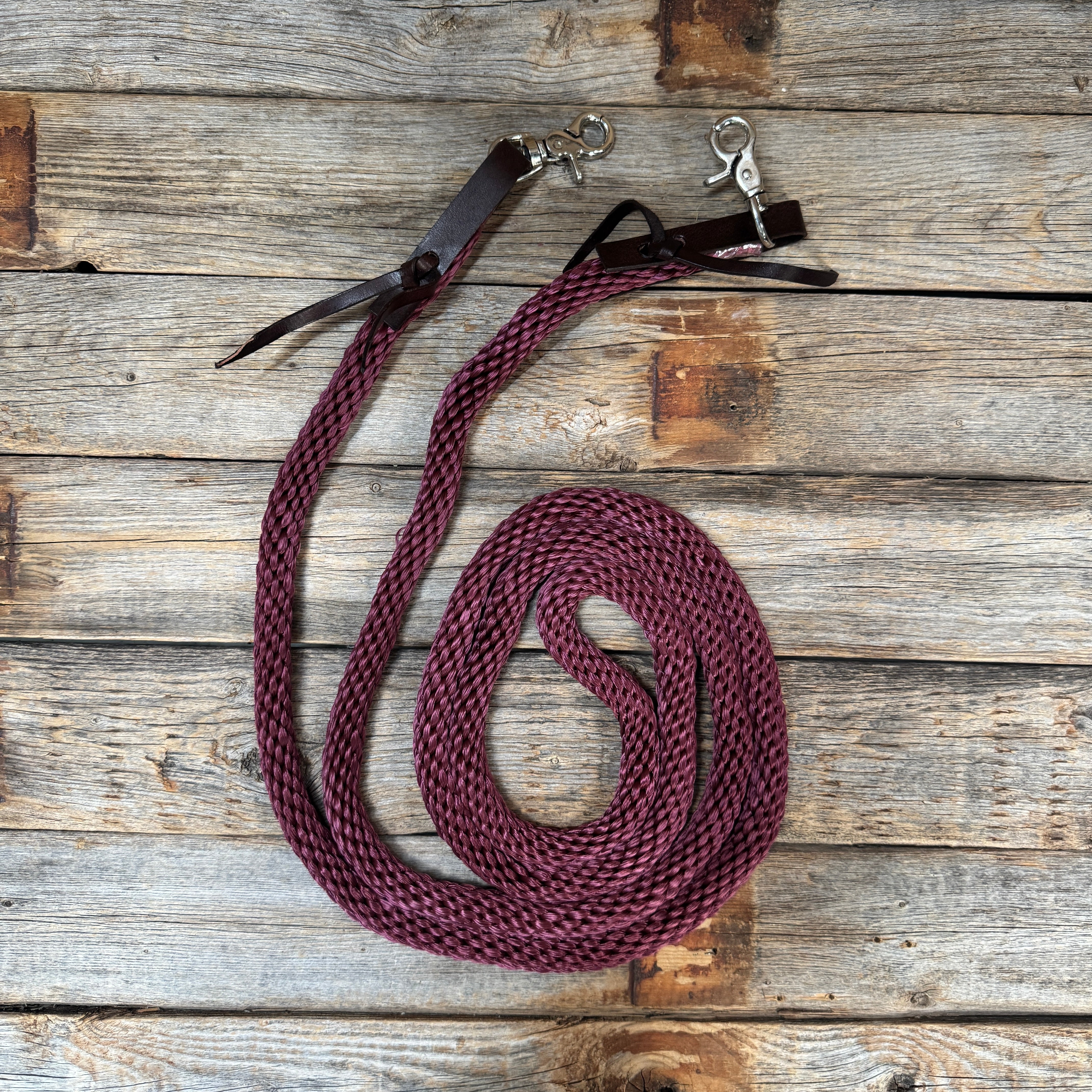 Burgundy Nylon Barrel Racing Reins #NR104