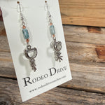 Turquoise Color Stone Spur Dangling Earrings
