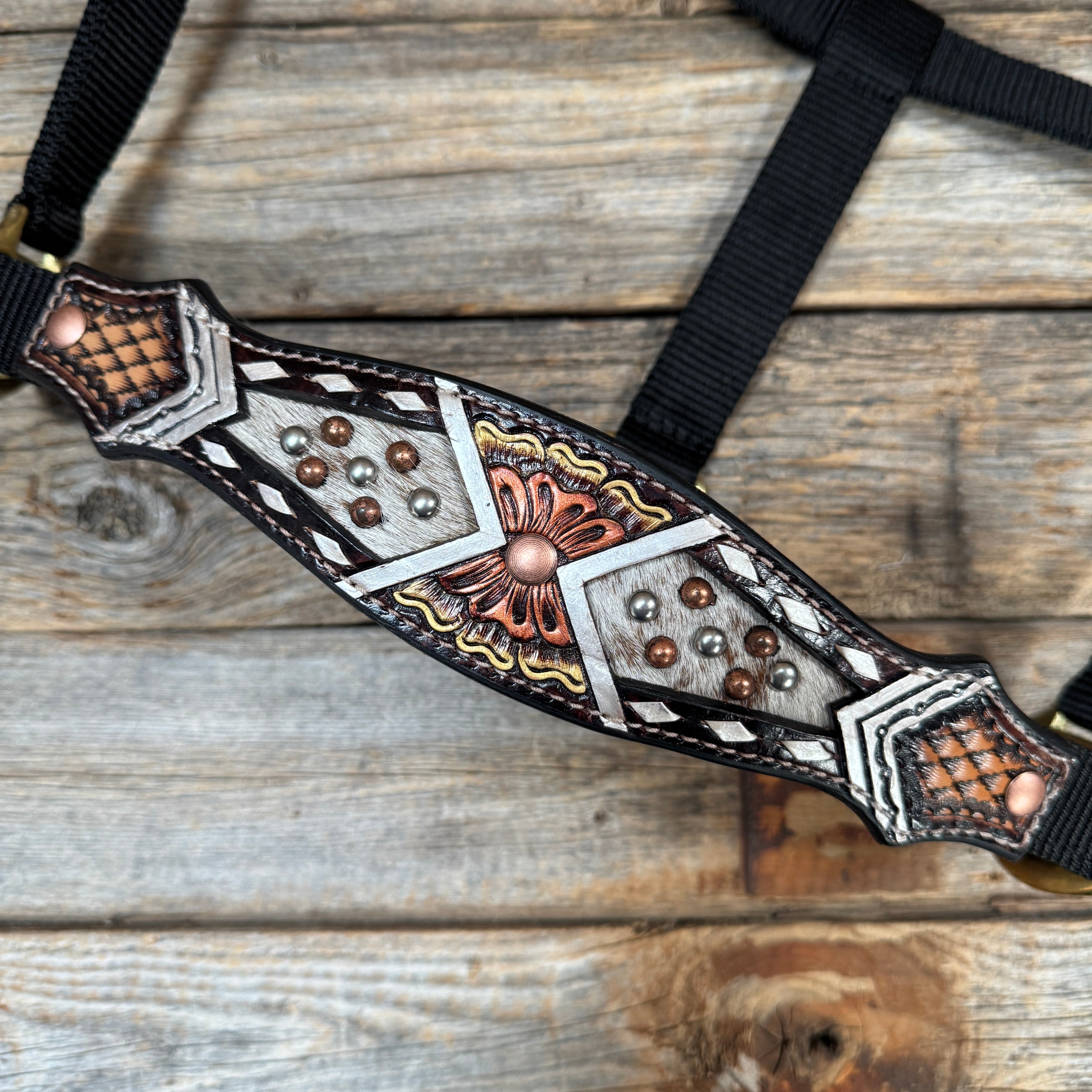Black Nylon Halter with Cowhide Leather Noseband #NH115