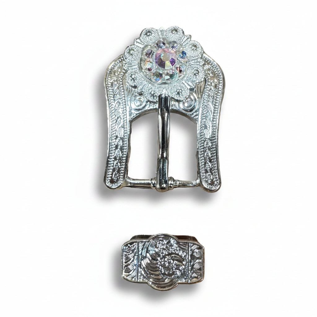 Bright Silver AB Crystal Conchos | Sizes 1"- 3" | Buckles | Saddle Set