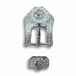 Bright Silver AB Crystal Conchos | Sizes 1"- 3" | Buckles | Saddle Set | Leather Rosettes | Slide