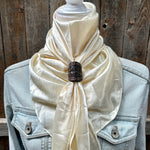35X35" Solid Cream Wild Rag / Scarf WRS11 - Tooled Leather Wild Rag Slides - Assorted