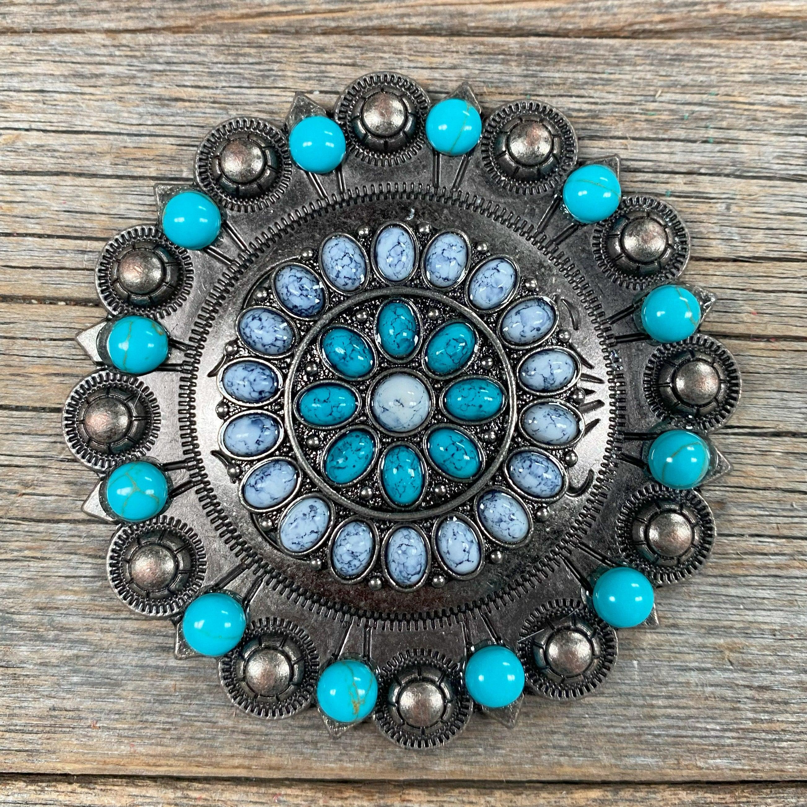 Blue & White Turquoise Concho Berry Jacket #BJW212L - RODEO DRIVE