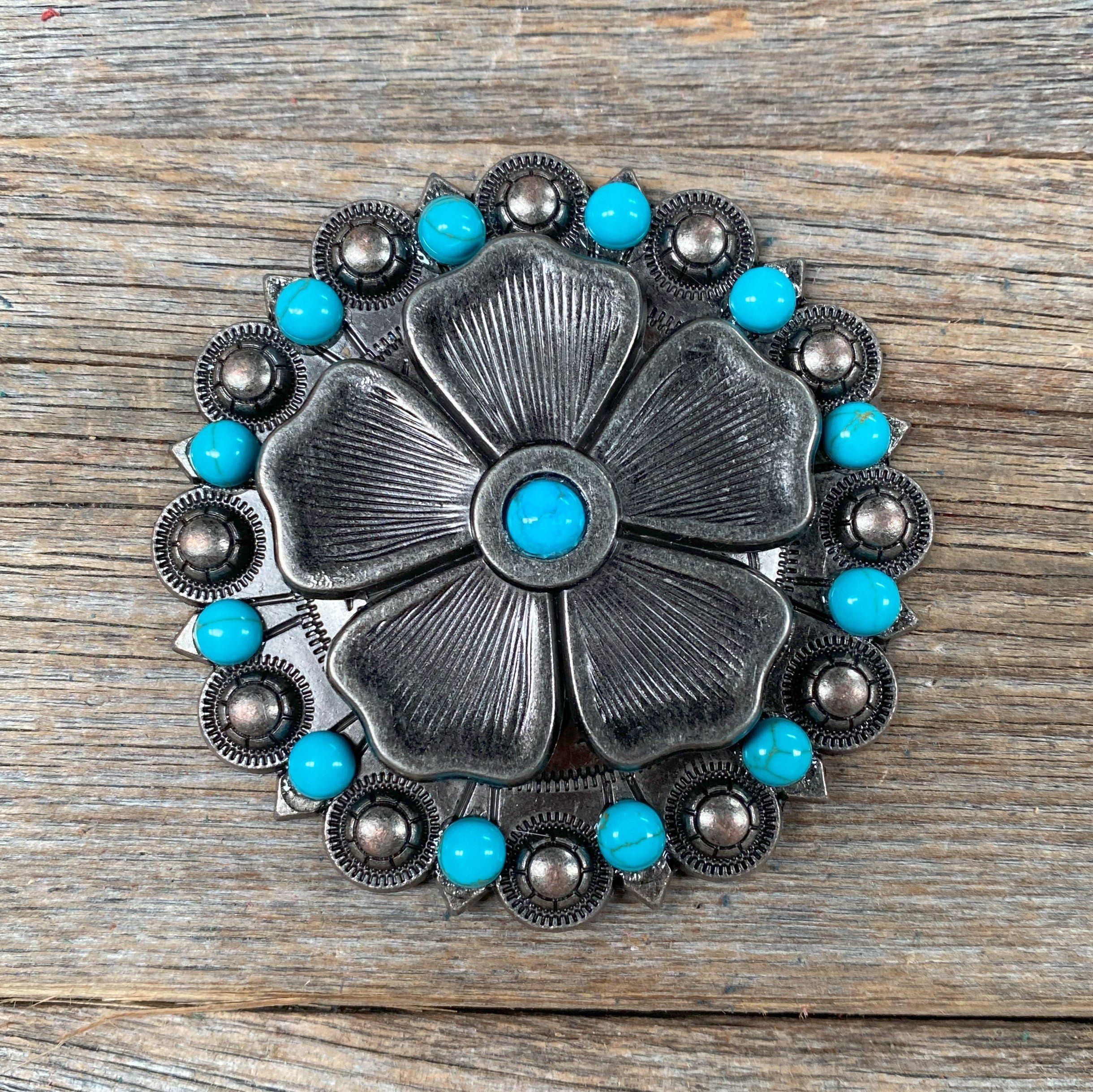 Antique Silver Flower Turquoise Berry Jacket #BJW110L - RODEO DRIVE