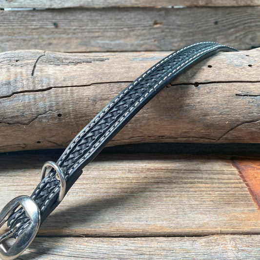 Basketweave Straight Leather Dog Collar 10" - RODEO DRIVE