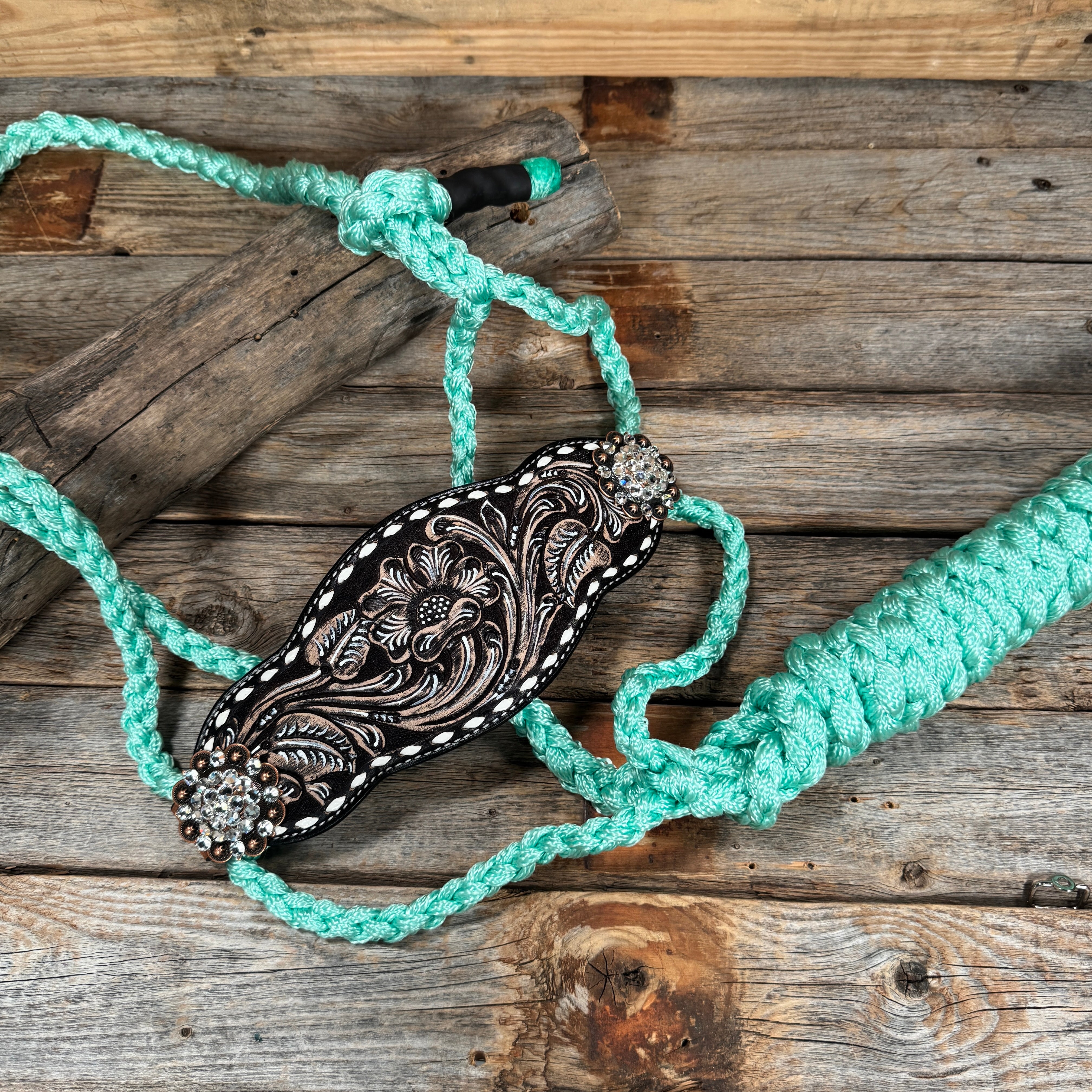 Bronc Noseband Mule Tape Halter with Copper Clear Conchos #MT300