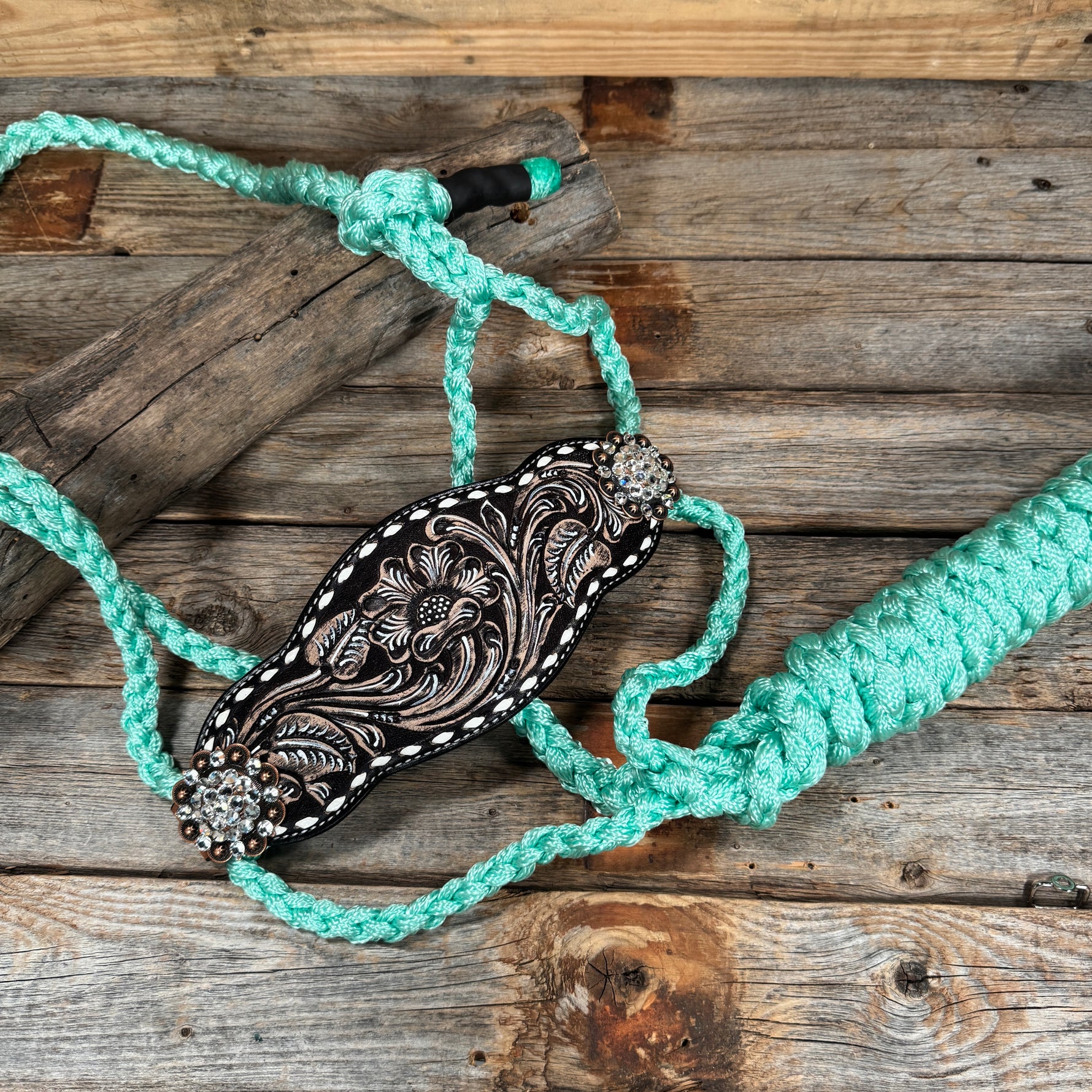 Bronc Noseband Mule Tape Halter with Copper Clear Conchos #MT300