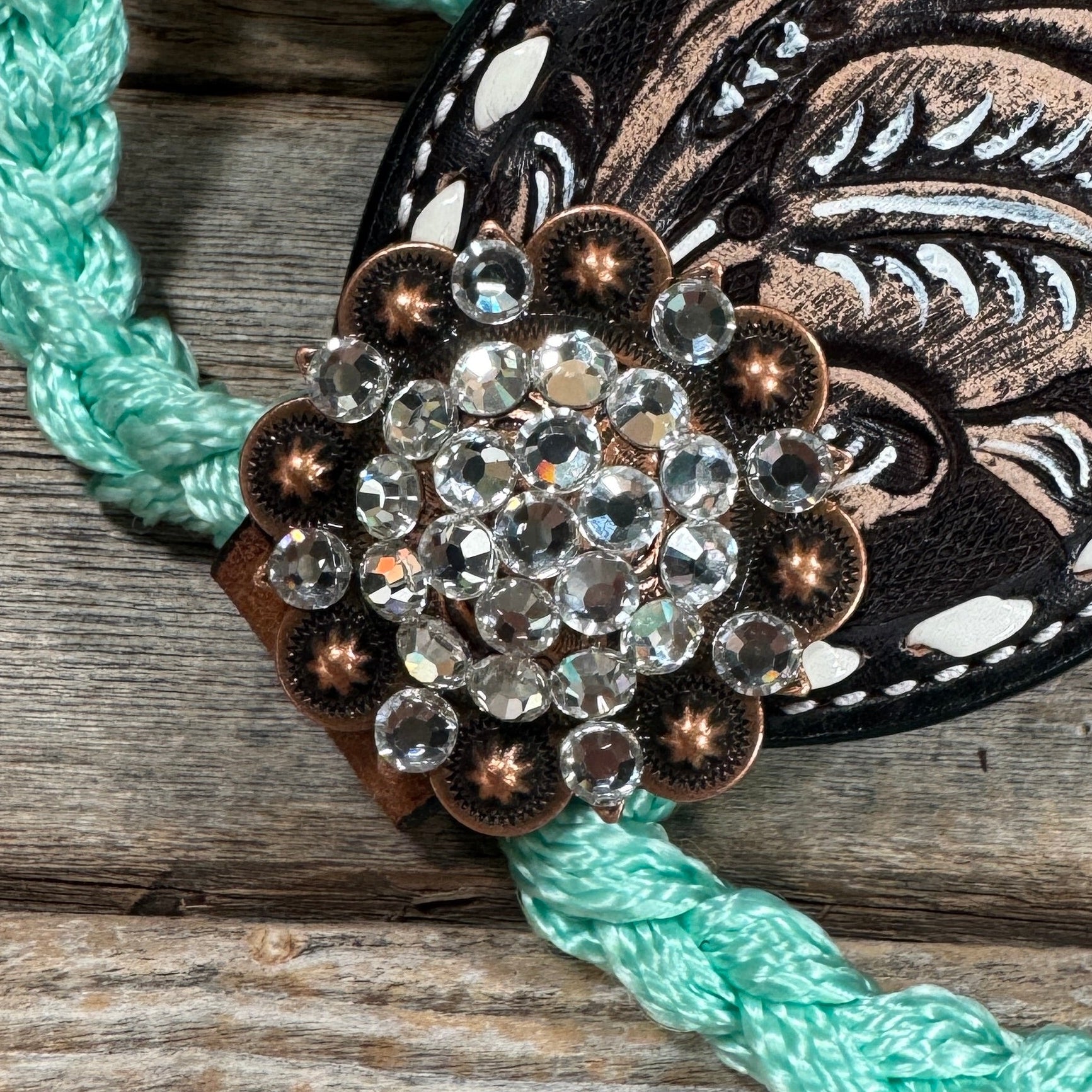 Bronc Noseband Mule Tape Halter with Copper Clear Conchos #MT300
