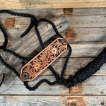 Bronc Noseband Mule Tape Halter with Copper Ruby/Jet/Champagne Conchos #MT302