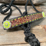 Black Mule Tape Halter - Yellow and Green #MT219 - RODEO DRIVE