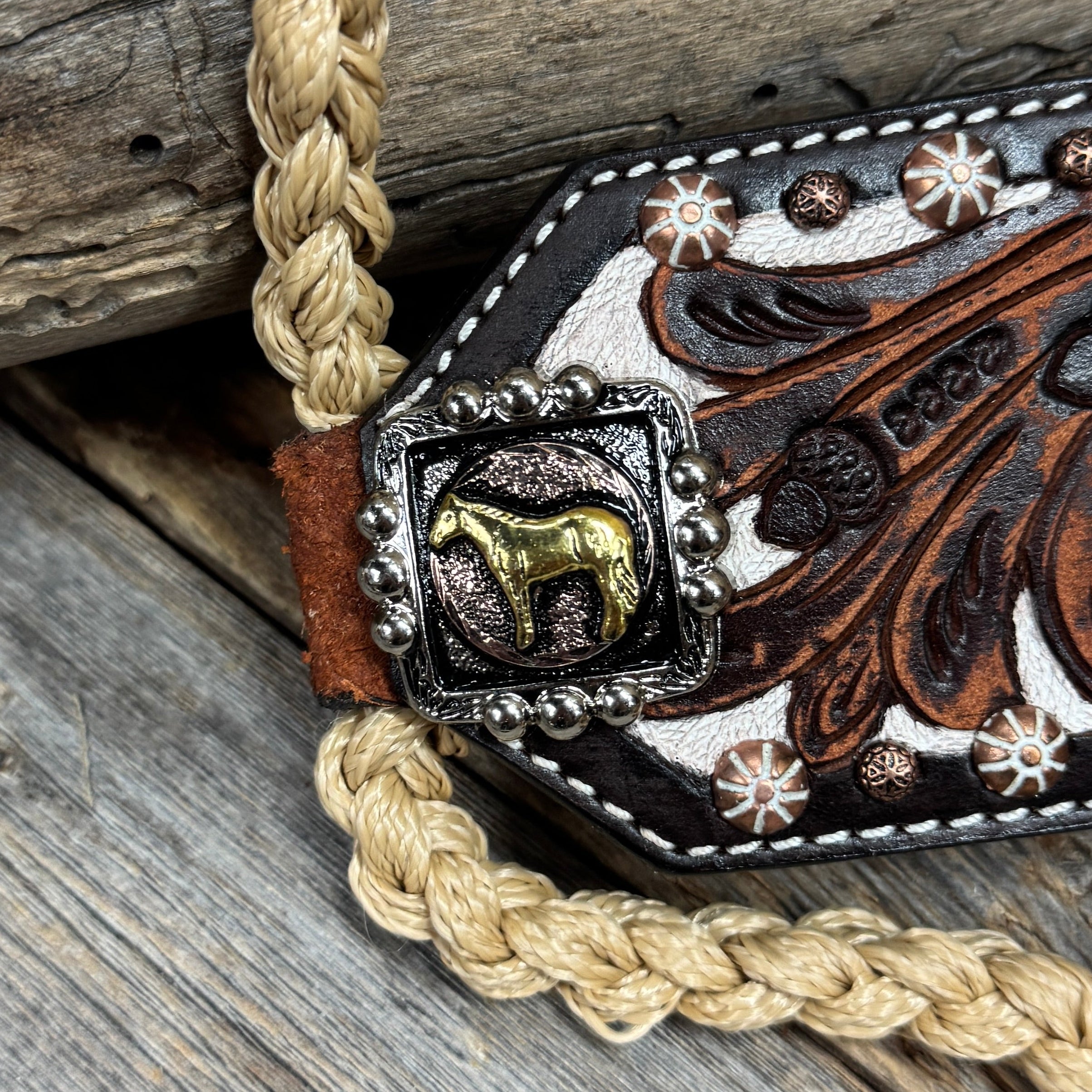 Bronc Noseband Mule Tape Halter with Western Horse Conchos #MT305