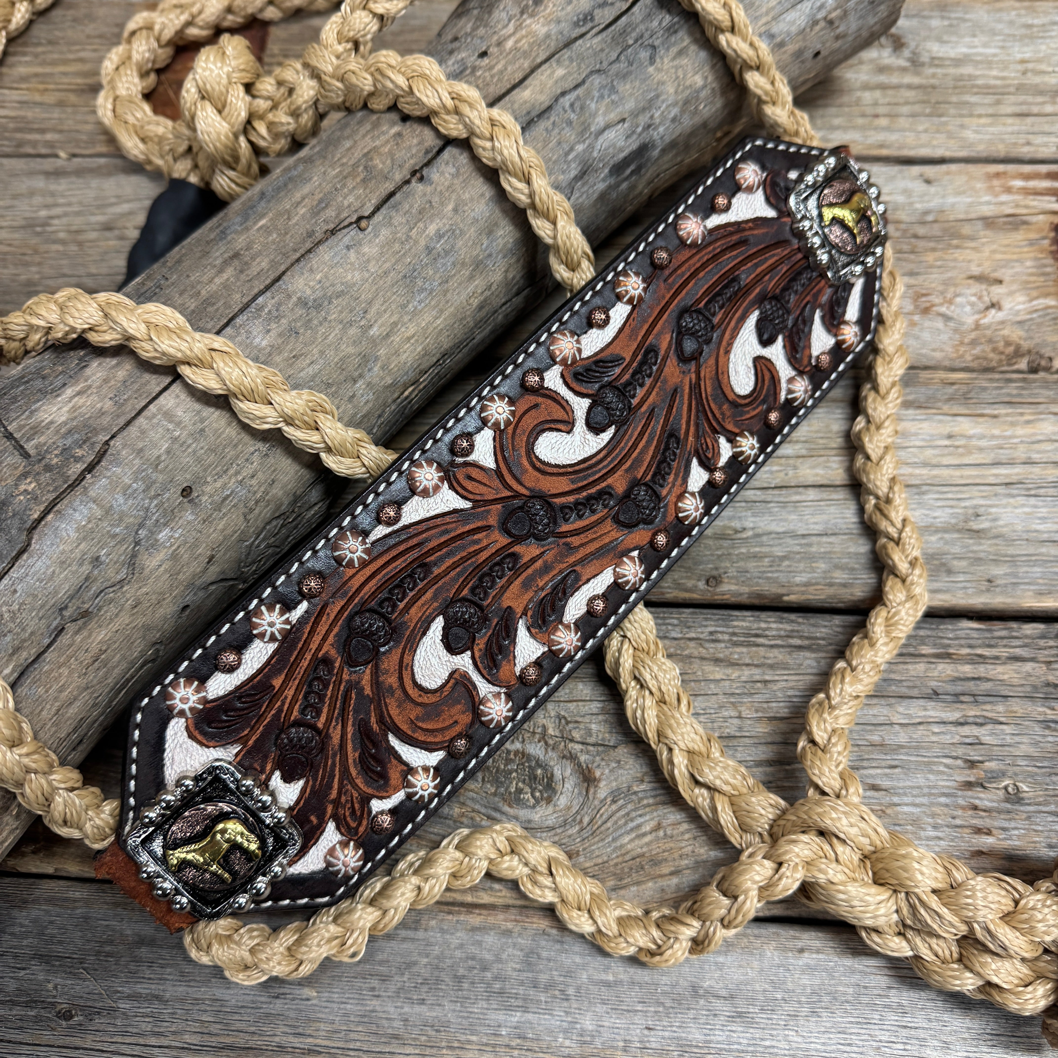 Bronc Noseband Mule Tape Halter with Western Horse Conchos #MT305