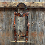 Zebra and Copper Fleur De Lis Browband/One Ear Tack Set #BBBC494