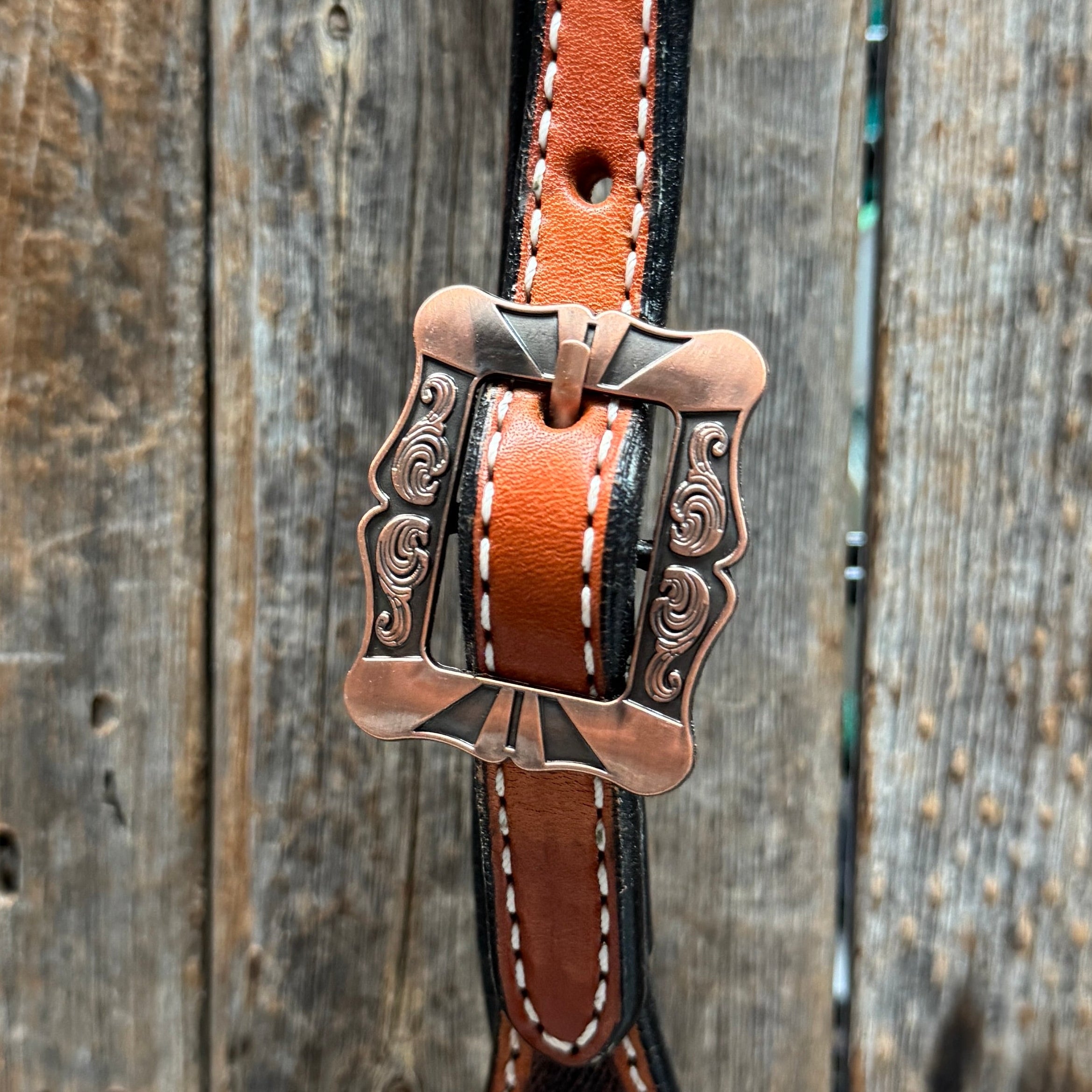 Zebra and Copper Fleur De Lis Browband/One Ear Tack Set #BBBC494